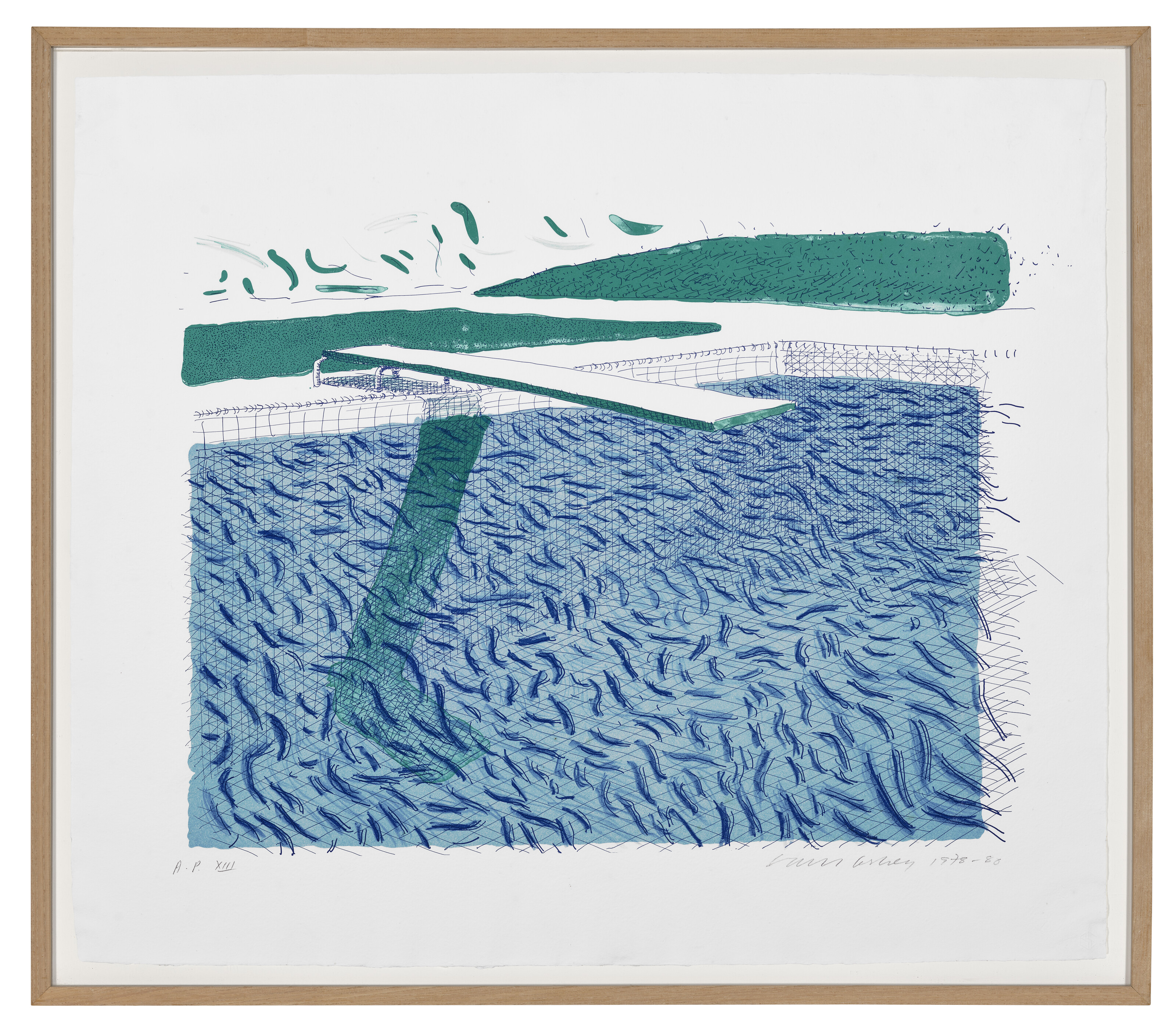 David Hockney — Литографская вода, выполненная из линий, мелка и синей краски, изображение 2