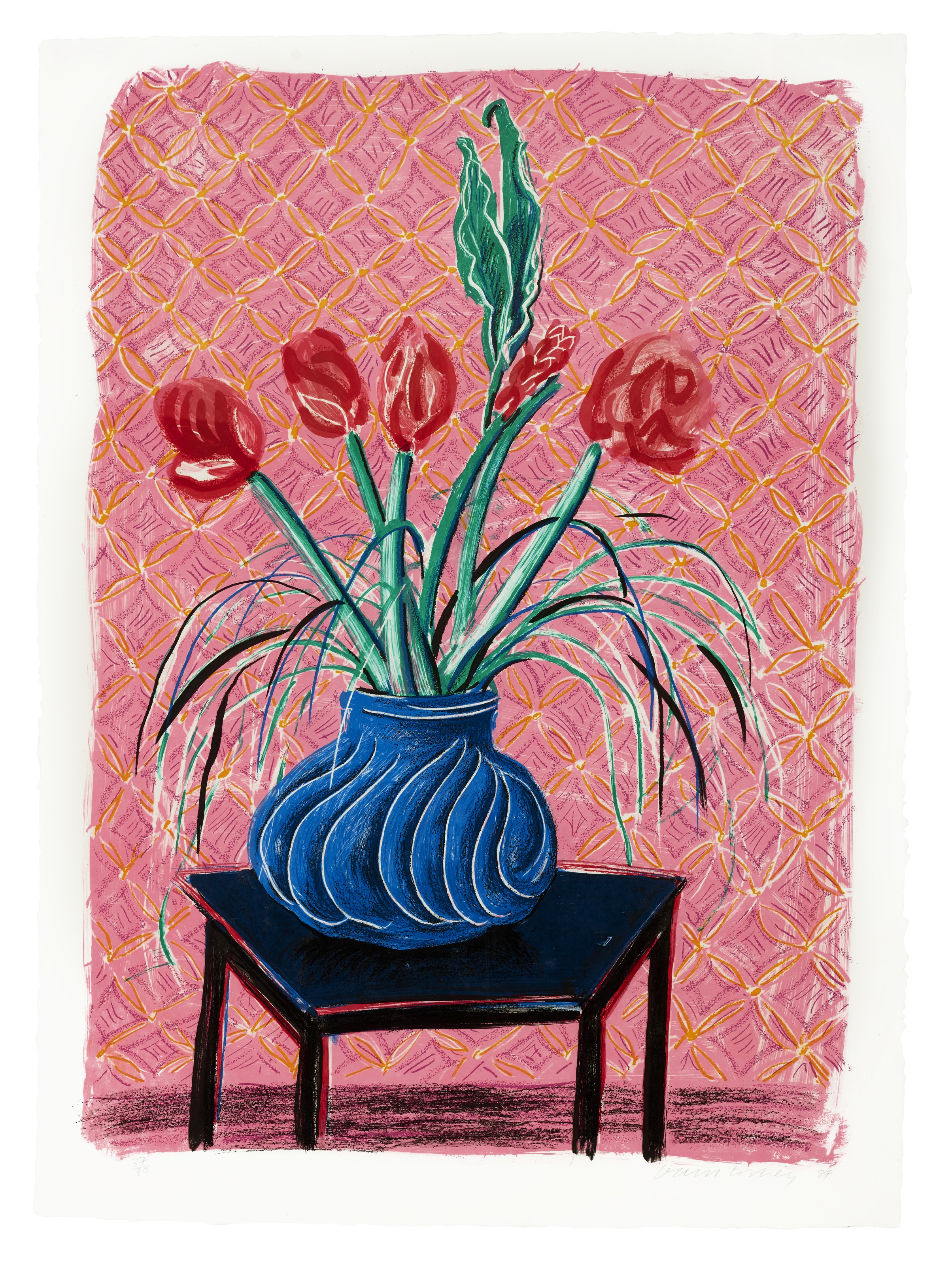 David Hockney — Амариллис в вазе, из движущегося фокуса, изображение 1