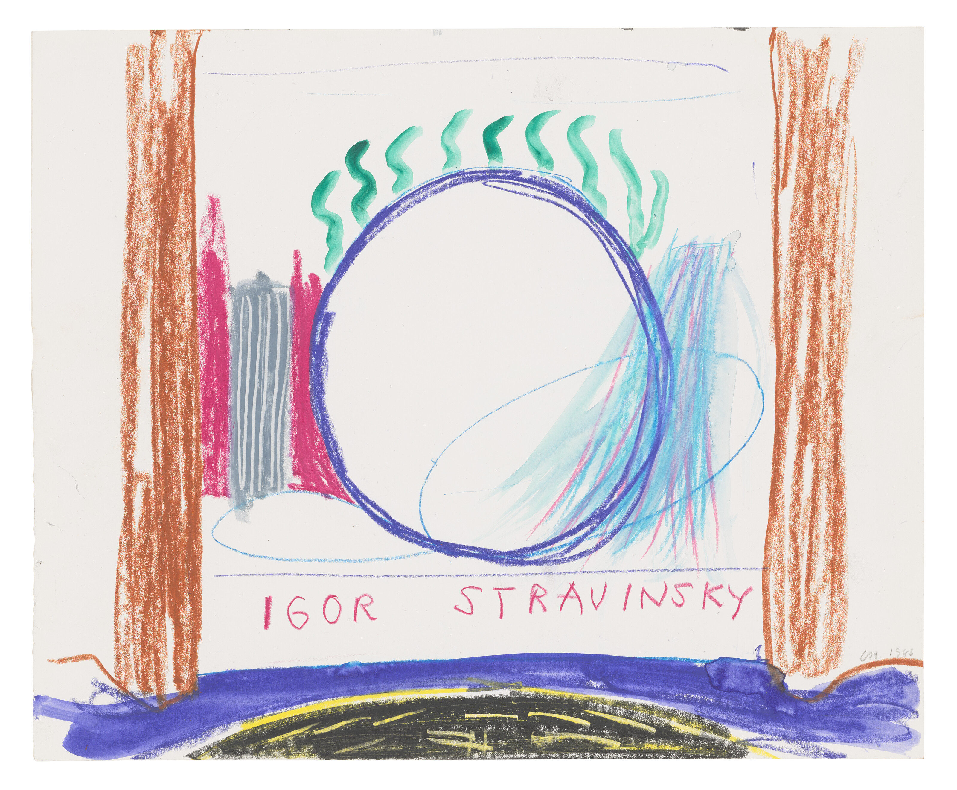David Hockney — Этюд для сцены, рисование для Le Rossignol