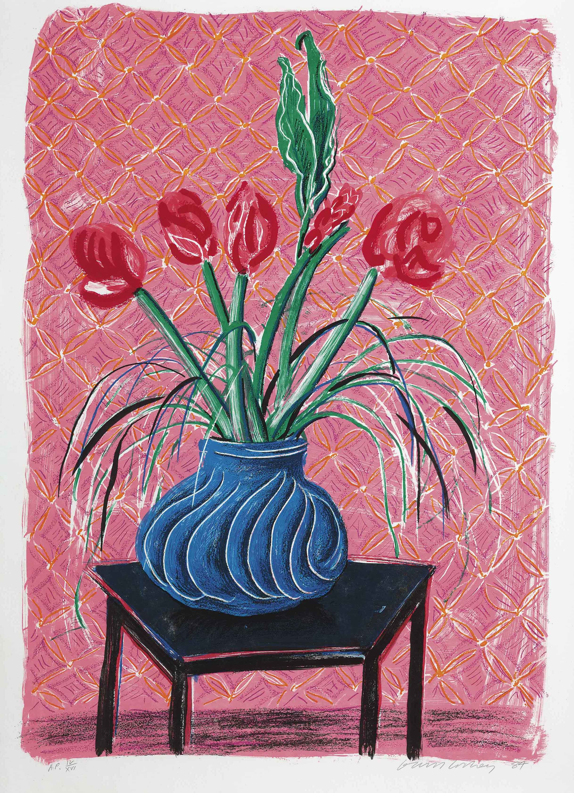 David Hockney — Амариллис в вазе (Тайлер, 272; Музей современного искусства Токио, 266)