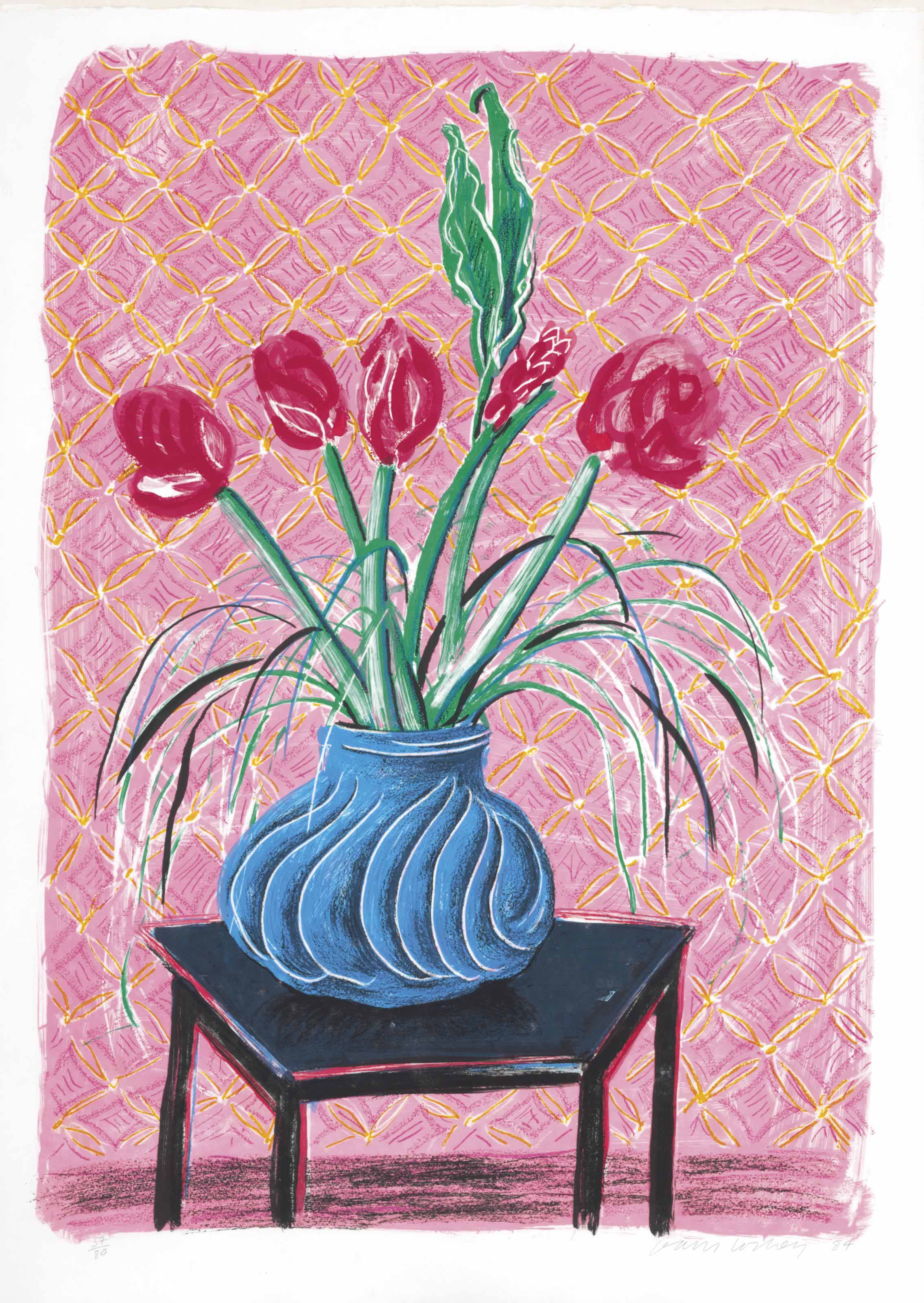David Hockney — Амариллис в вазе, от: Moving Focus