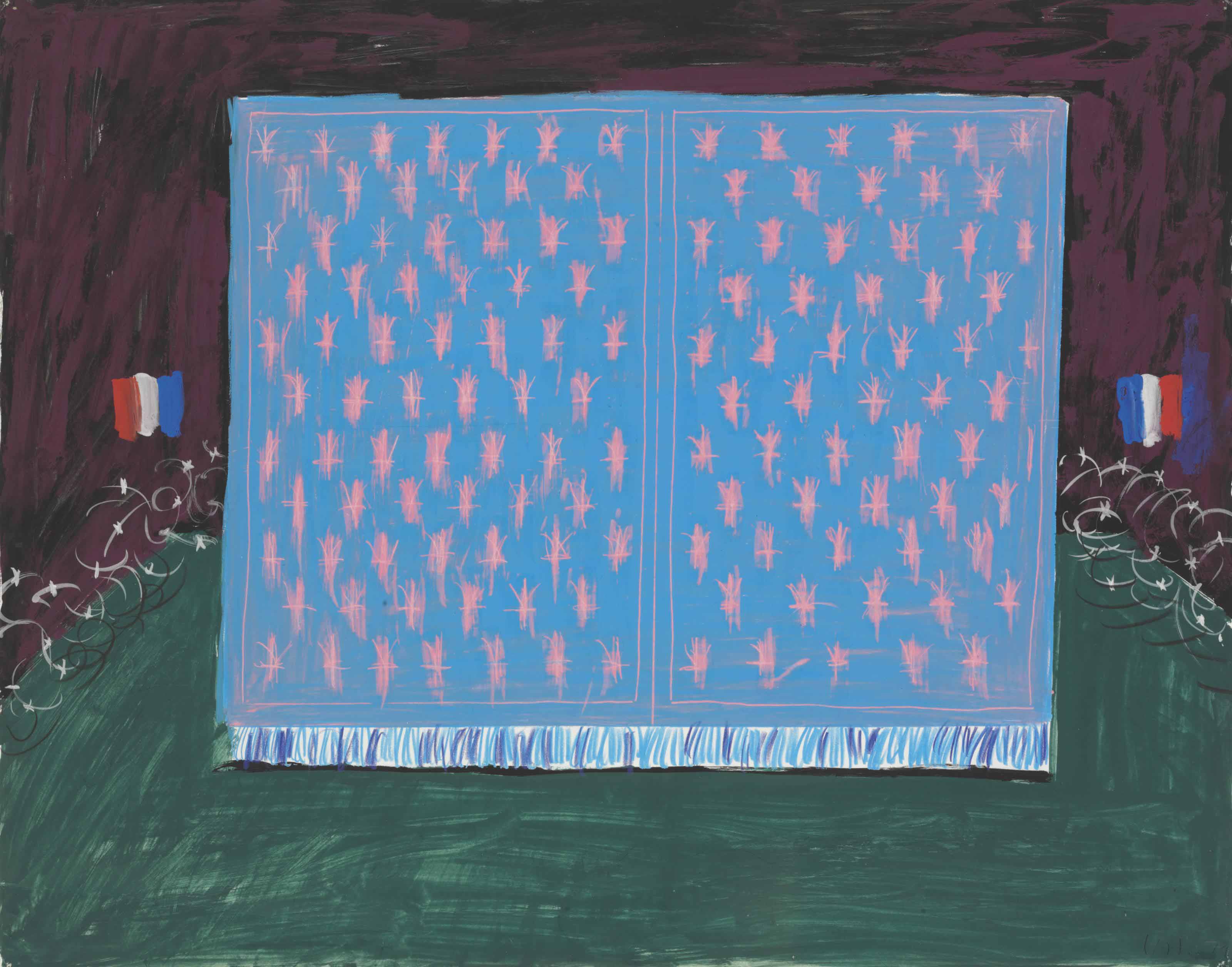David Hockney — Опускающийся занавес для Les Mamelles (от Les Mamelles de Tiresias)