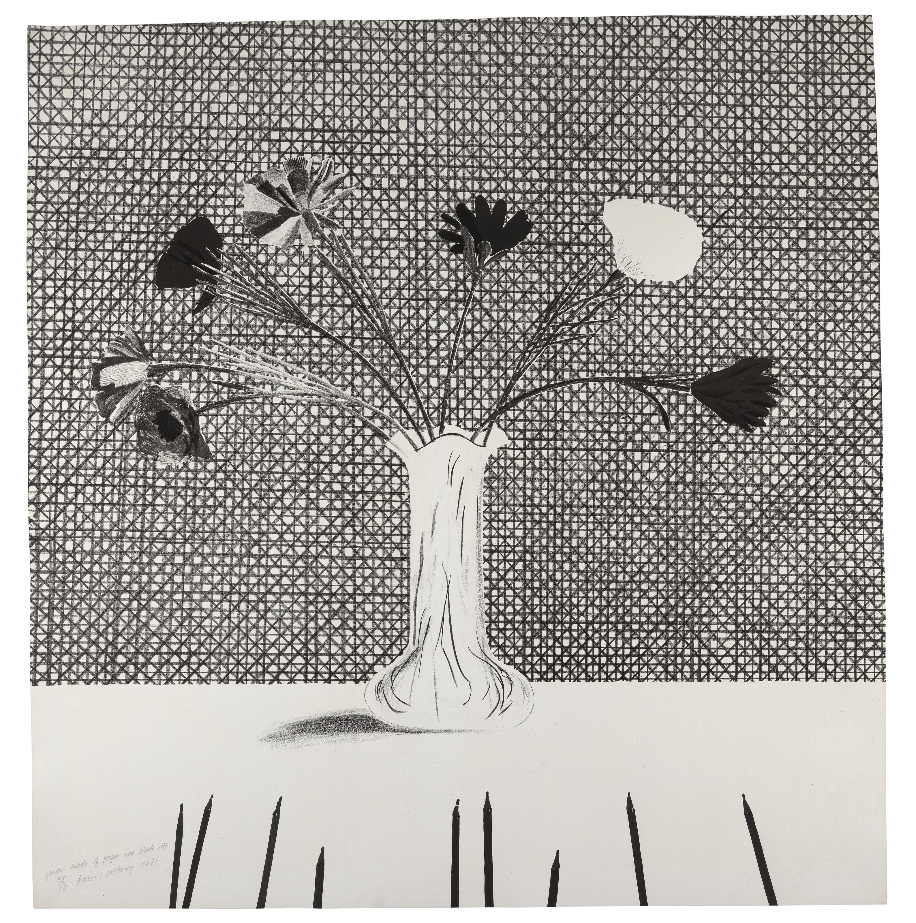 David Hockney — Цветы из бумаги и черной туши