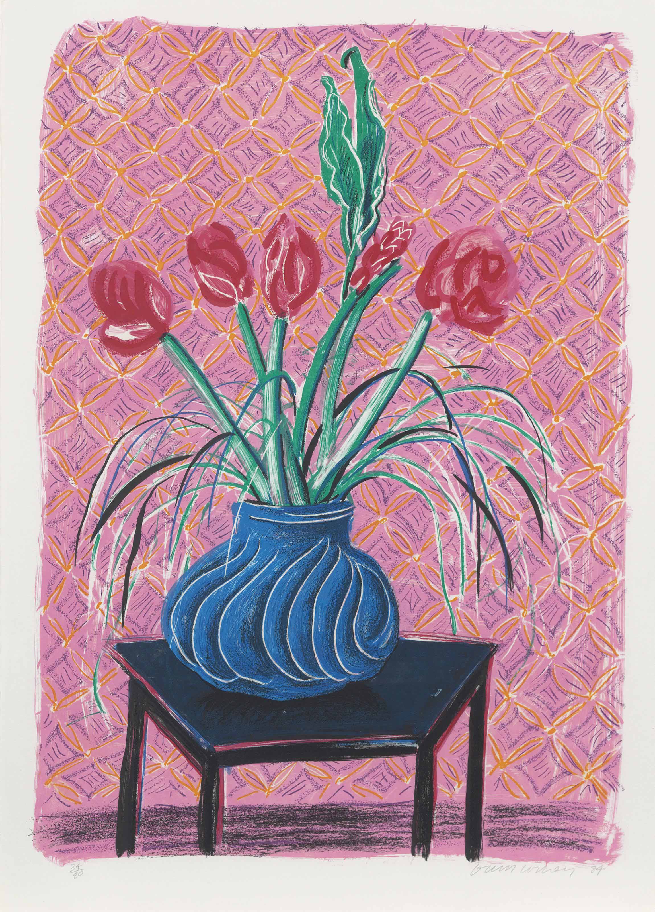 David Hockney — Амариллис в вазе, от: Moving Focus, изображение 1