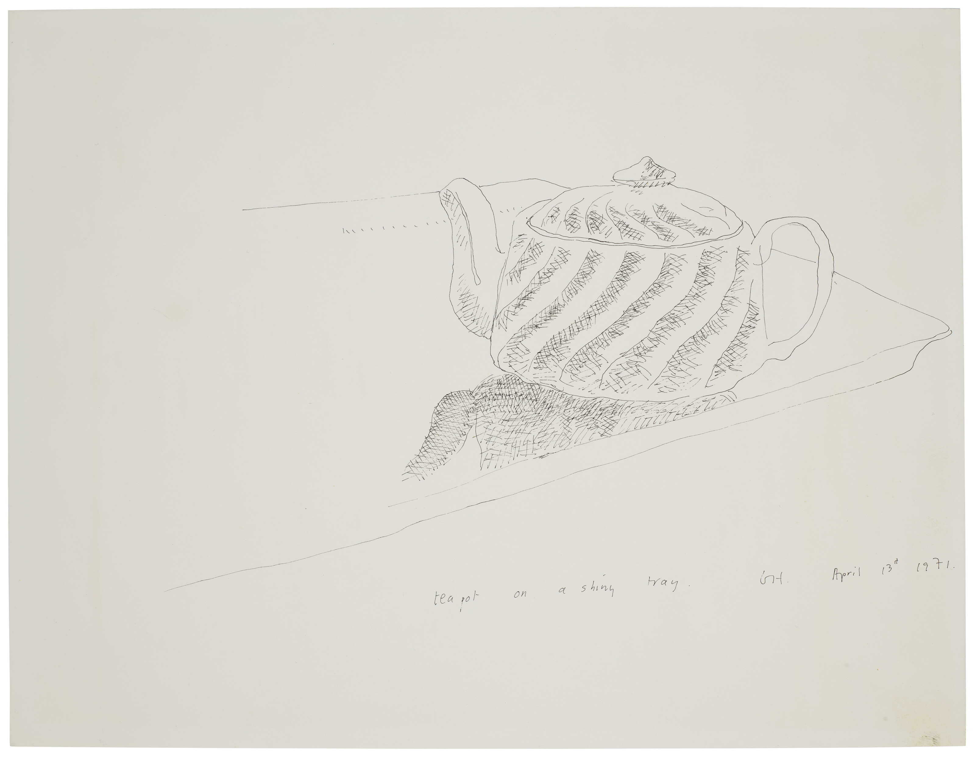 David Hockney — чайник на блестящем подносе