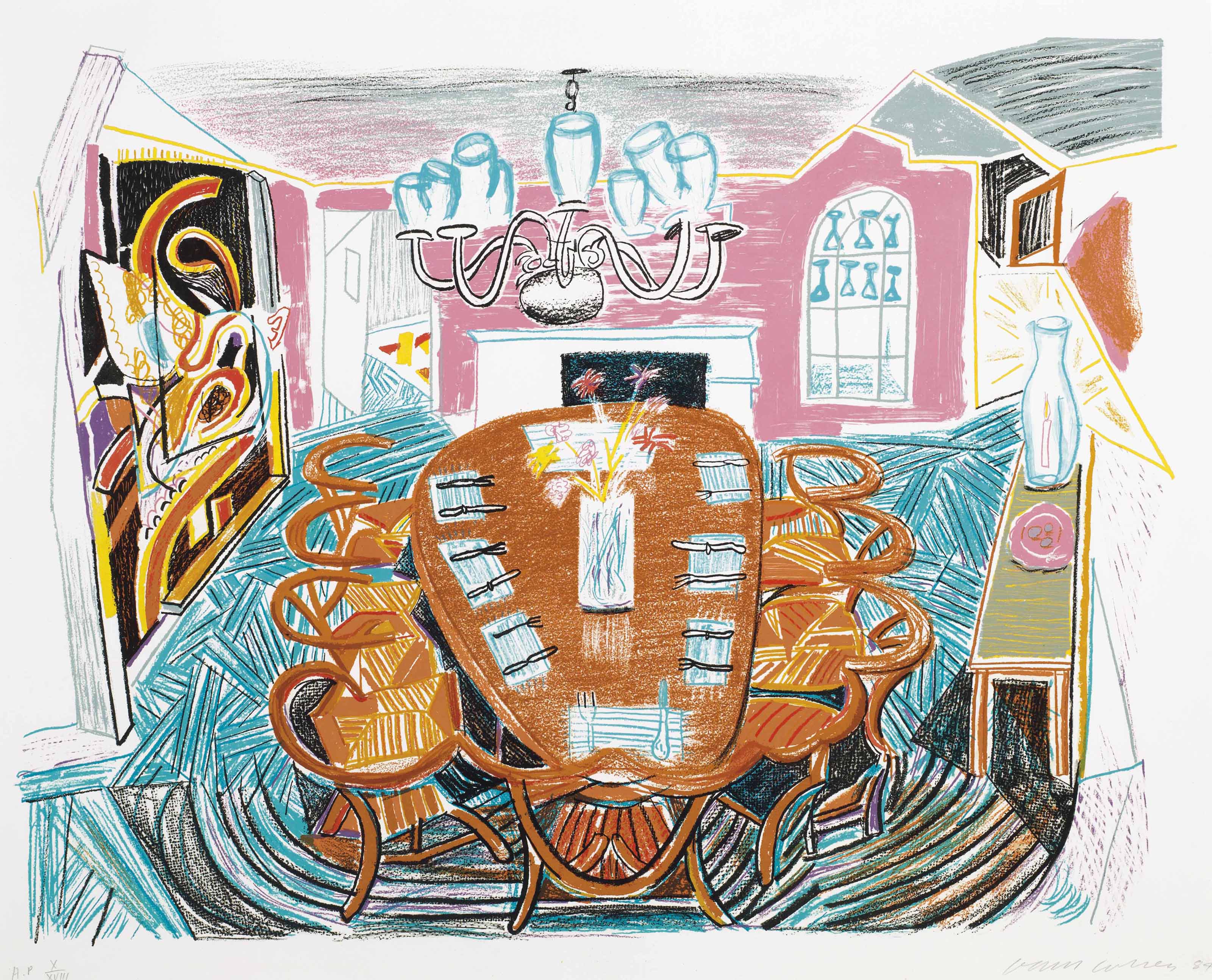 David Hockney — Столовая Тайлера, из движущегося фокуса