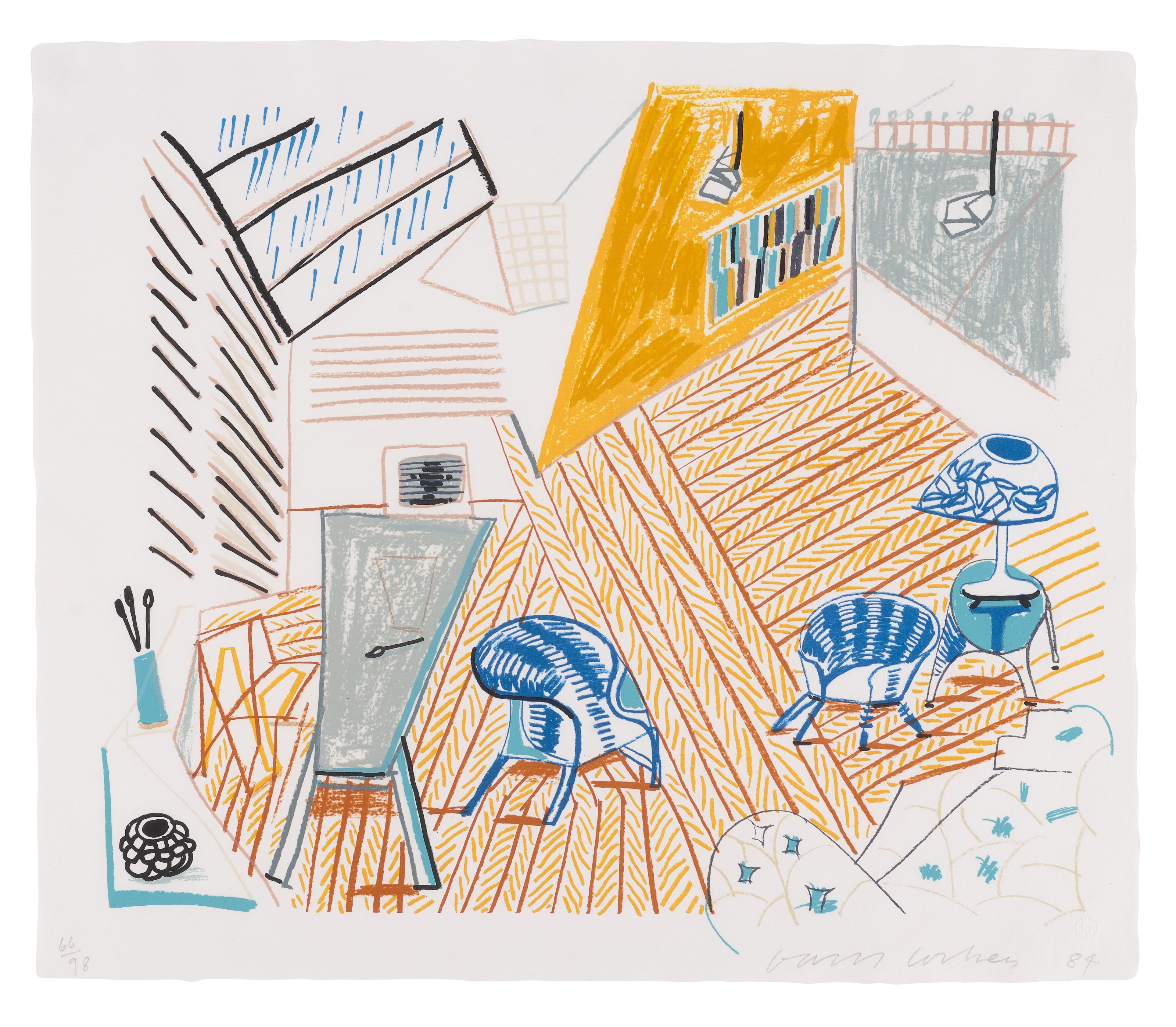 David Hockney — Студия в Пемброке с синими стульями и лампой от Moving Focus