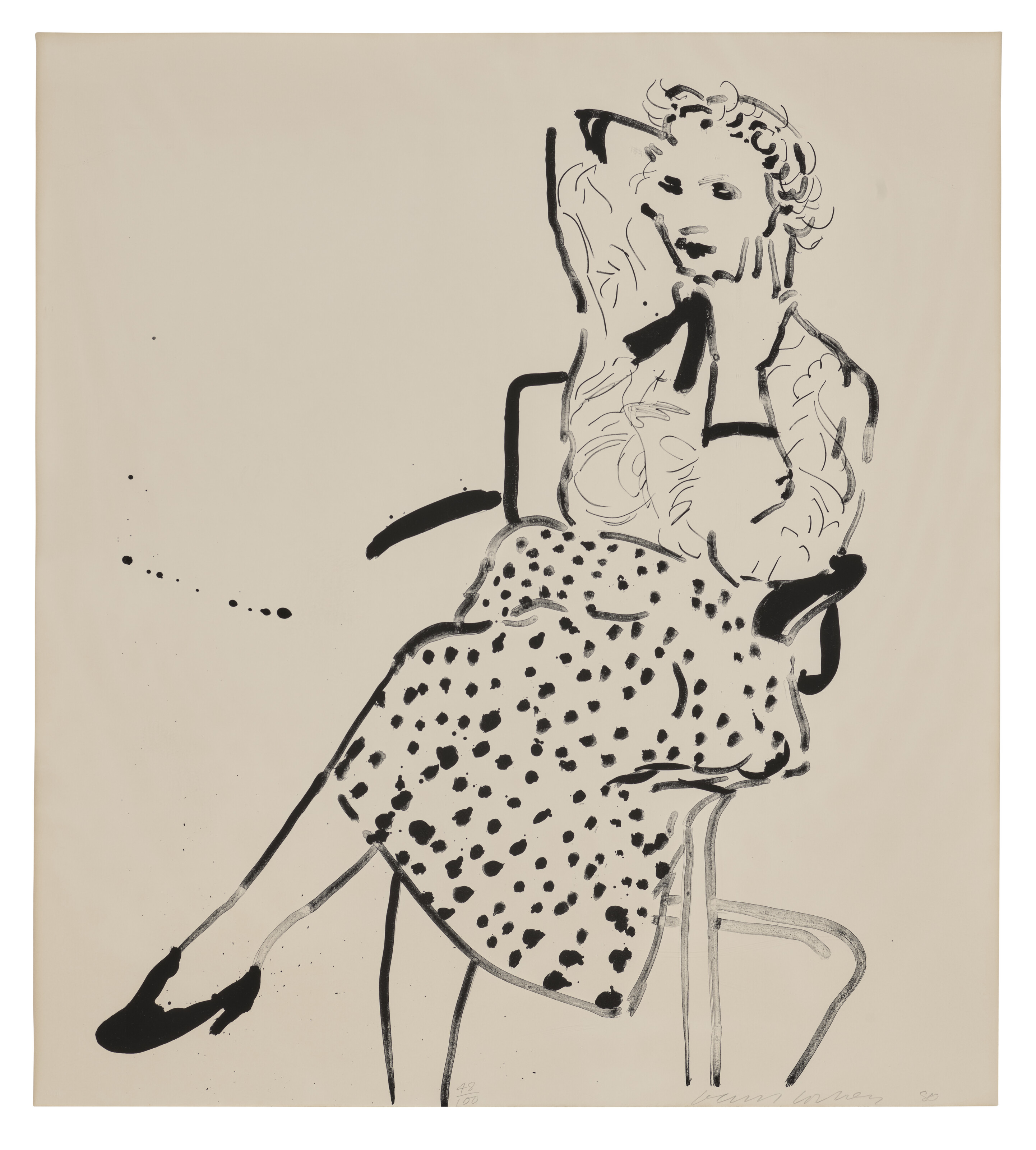 David Hockney — Селия в юбке в горошек, изображение 1