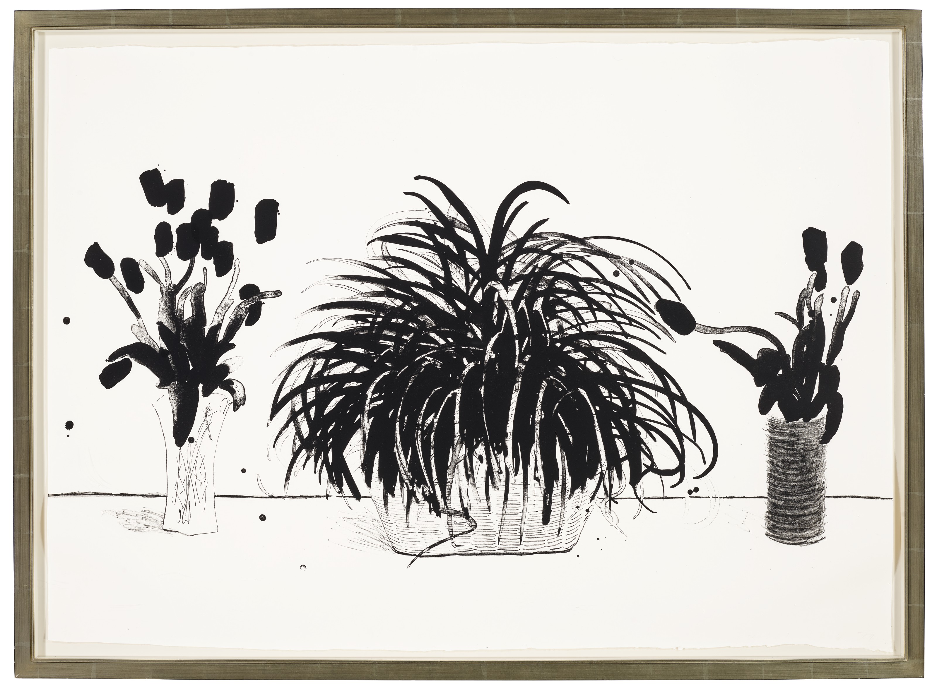 David Hockney — Две вазы со срезанными цветами и растение Лириопа, изображение 2