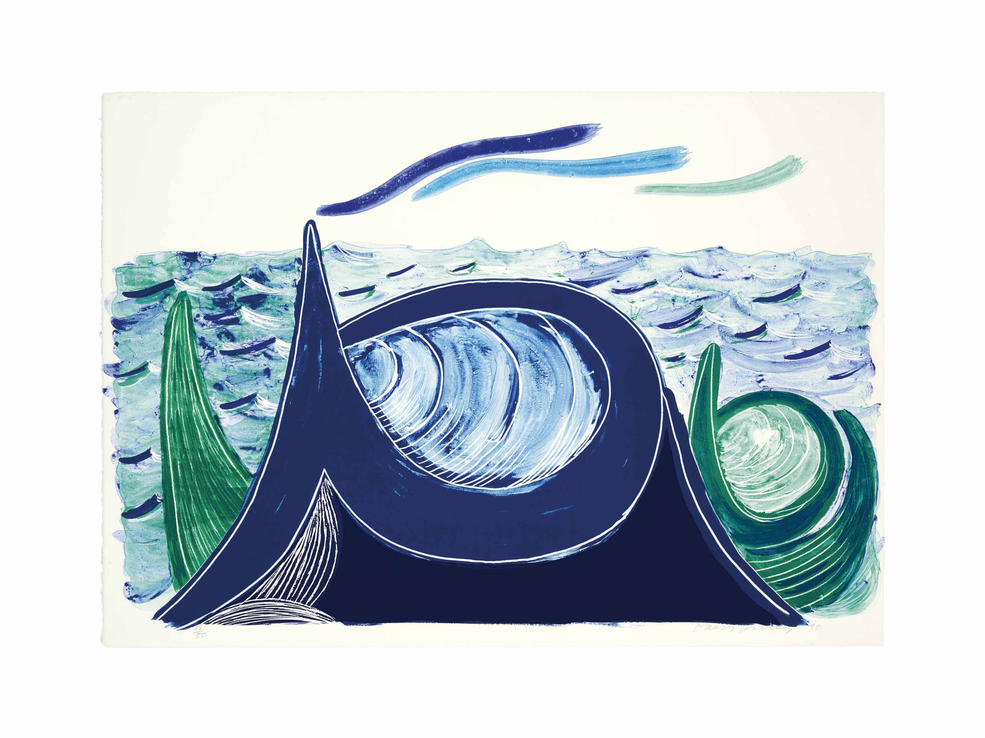 David Hockney — Волна, Литография