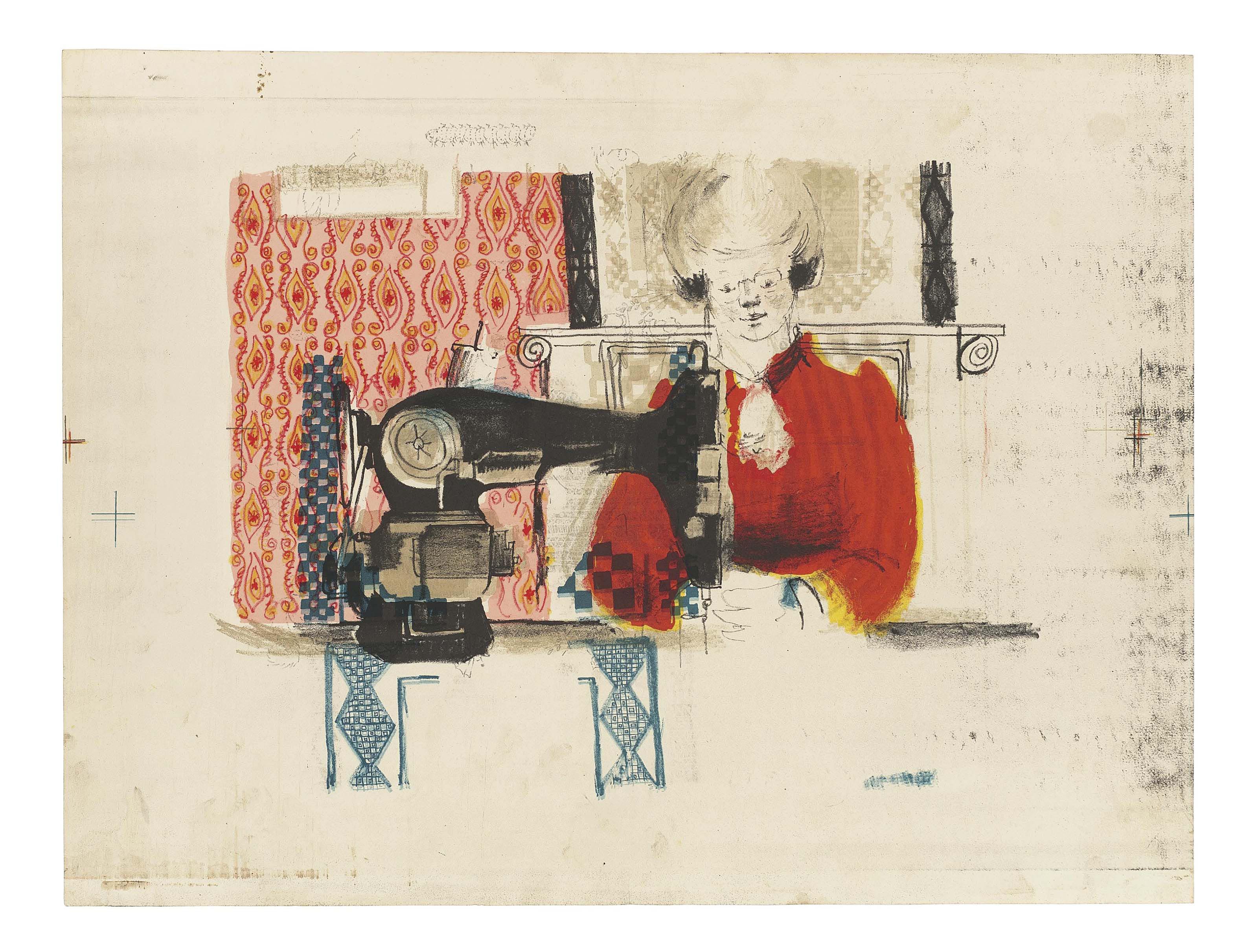 David Hockney — Женщина со швейной машинкой (S.A.C. 3; Токио 3), изображение 4