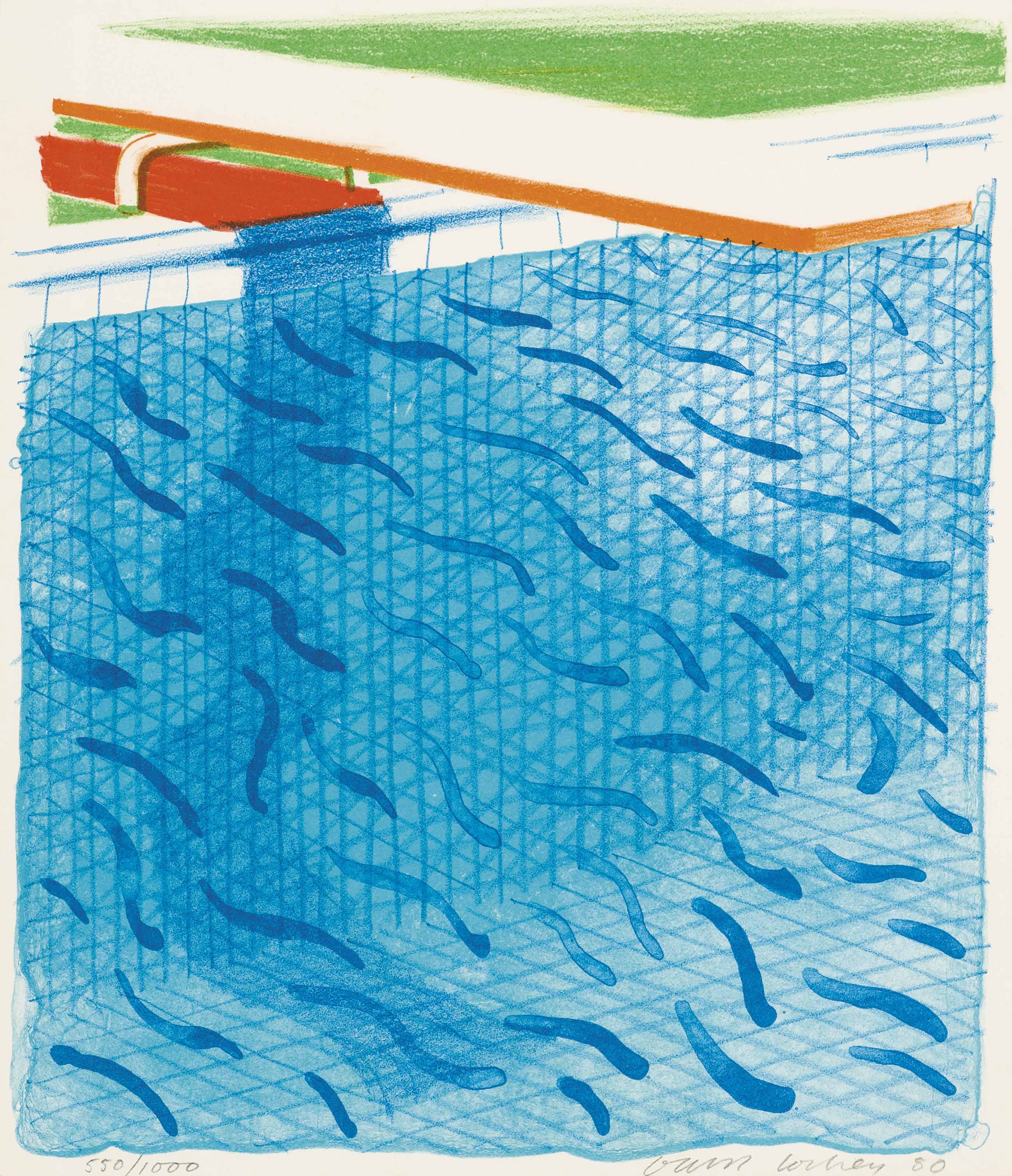 David Hockney — Бассейн, выполненный из бумаги и синих чернил для книги (Токио 234)