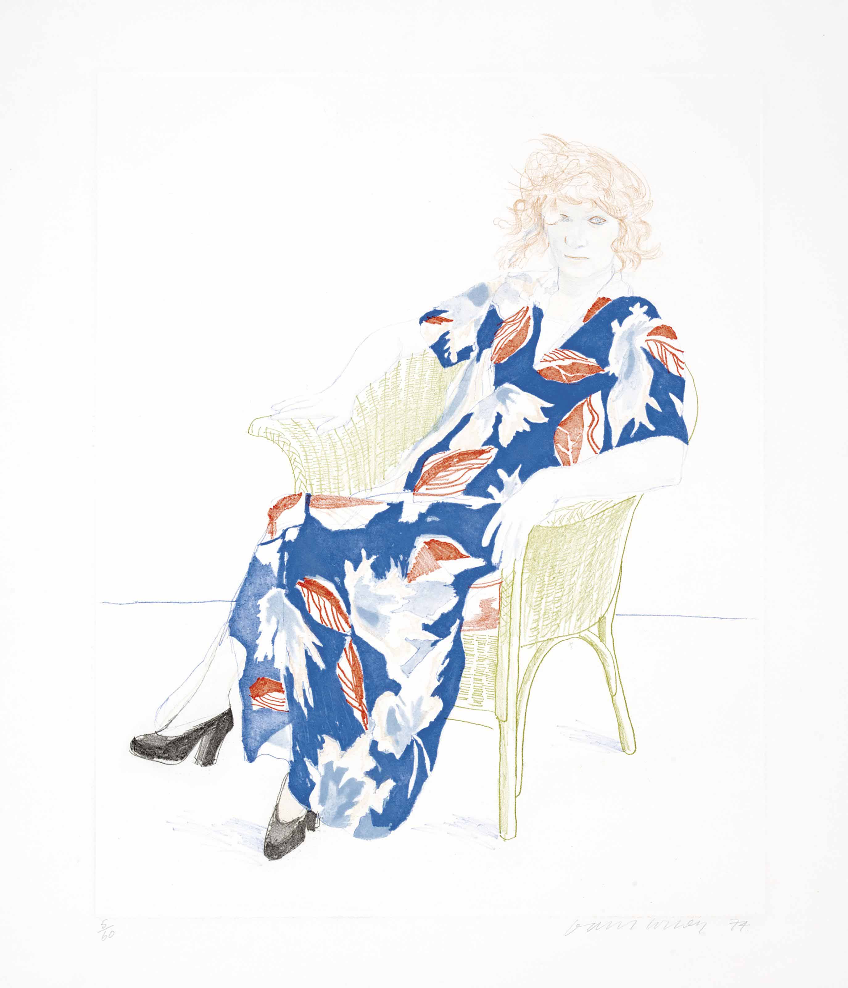 David Hockney — Селия в плетеном кресле