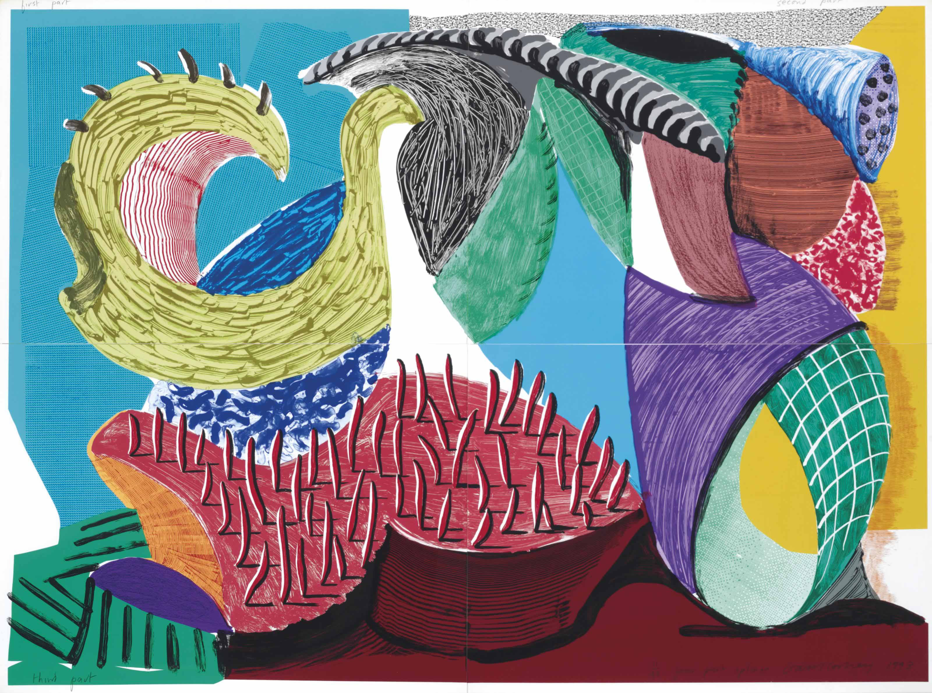 David Hockney — Шлица из четырех частей, выполненная из нескольких новых принтов