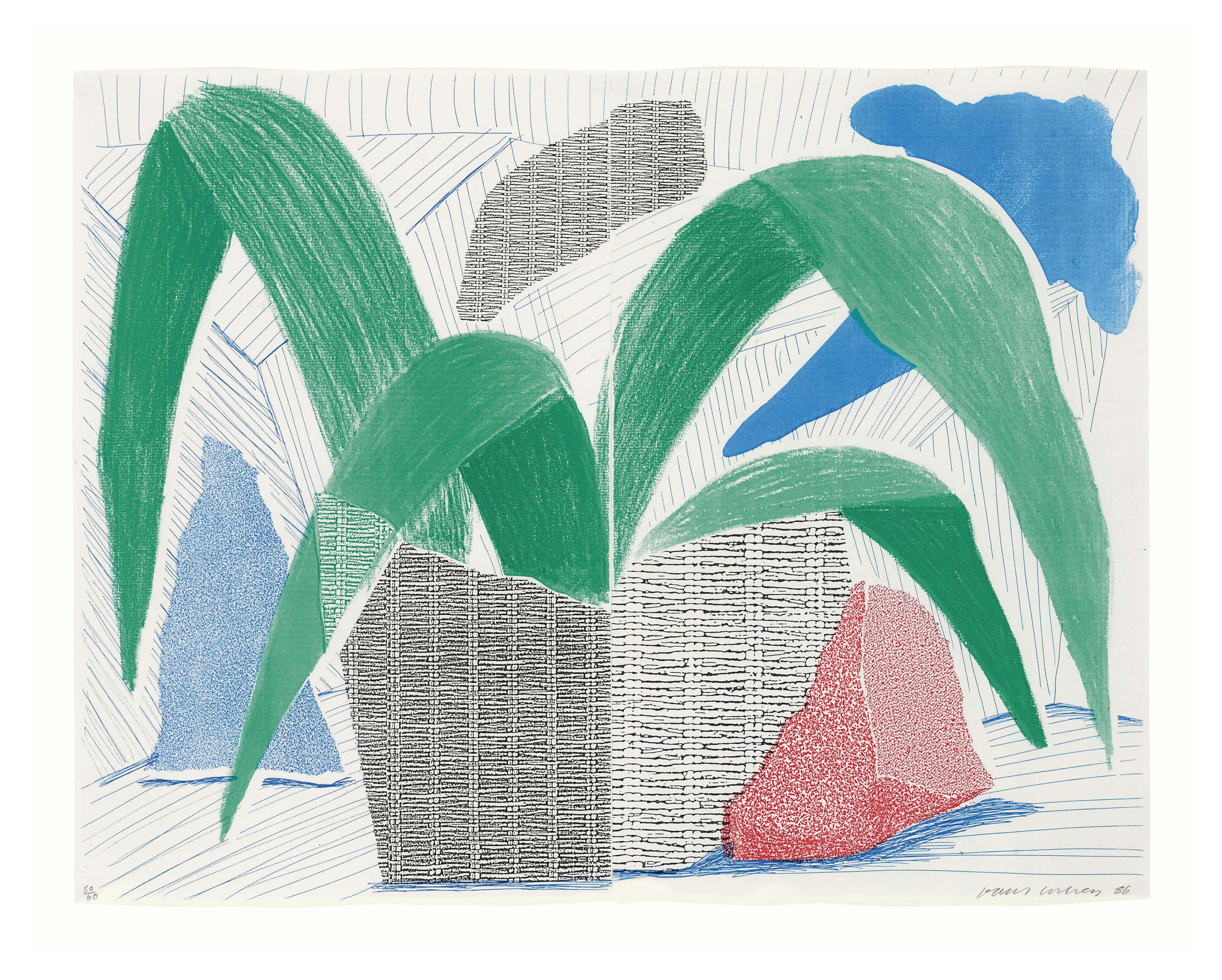 David Hockney — Зеленое серо-голубое растение, июль (Токио, 317)