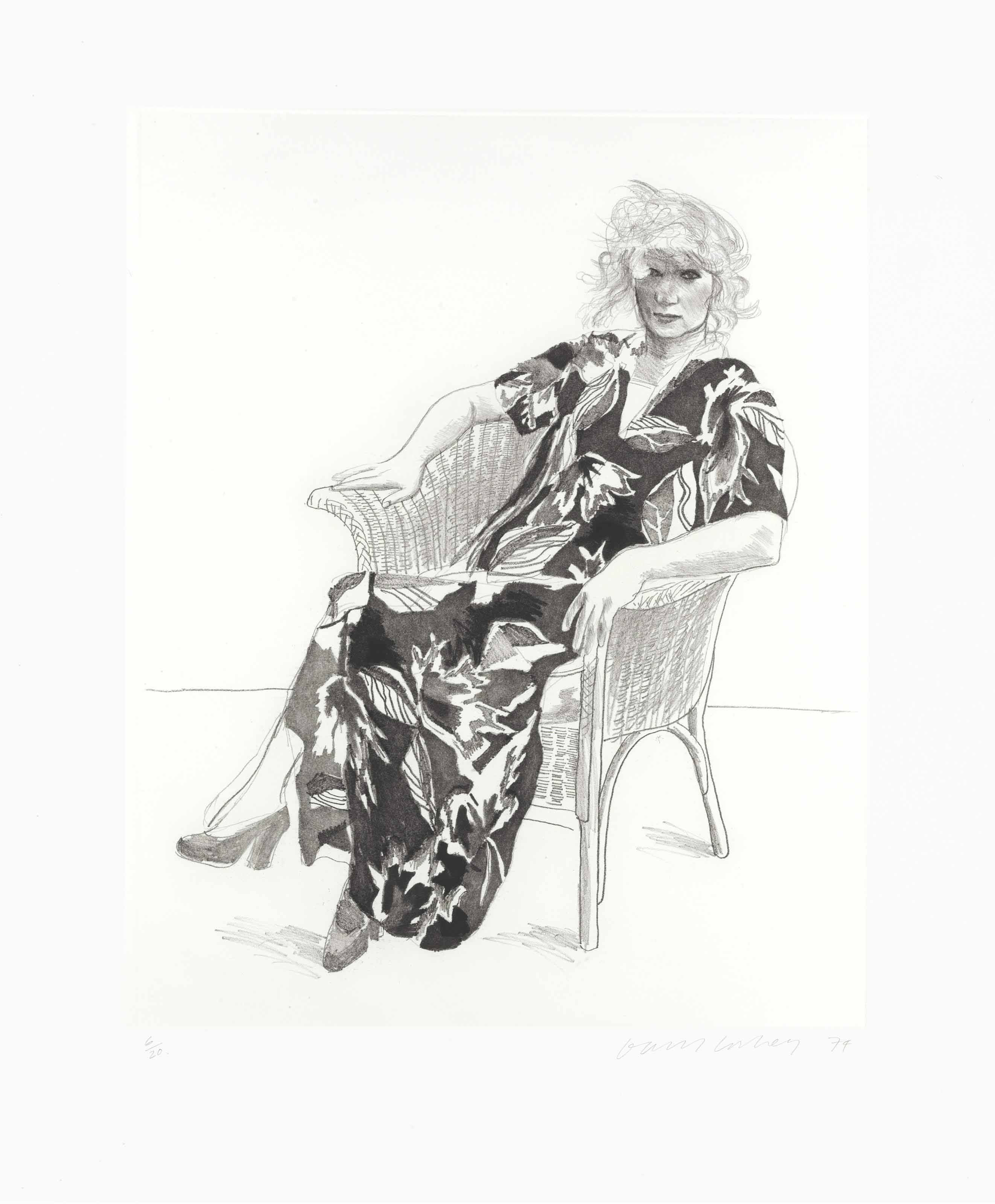 David Hockney — Селия в плетеном кресле