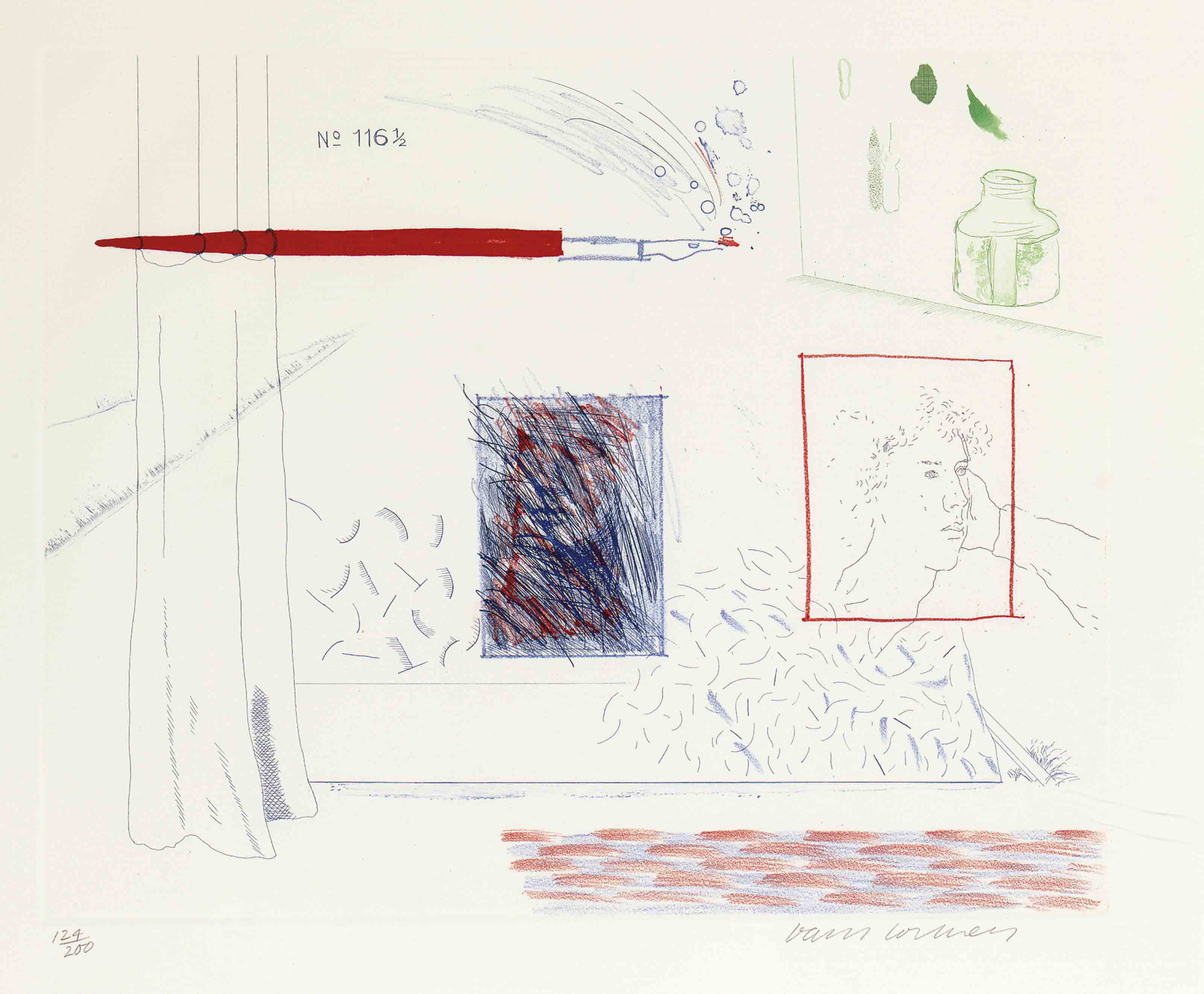 David Hockney — Тема - гравюра из "Голубой гитары" (S.A.C. 212; M.C.A.T. 191)