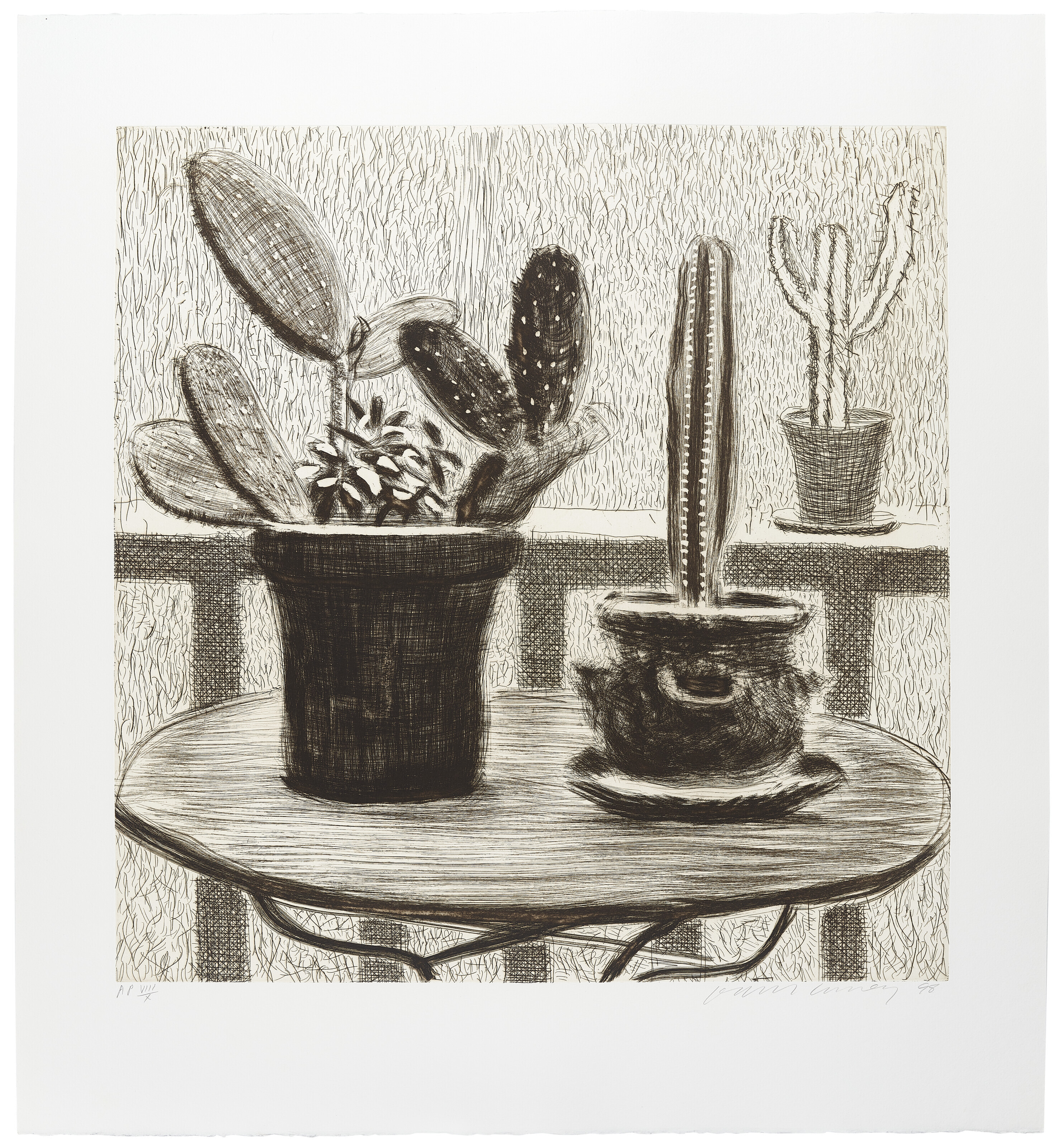 David Hockney — Кактусы на террасе