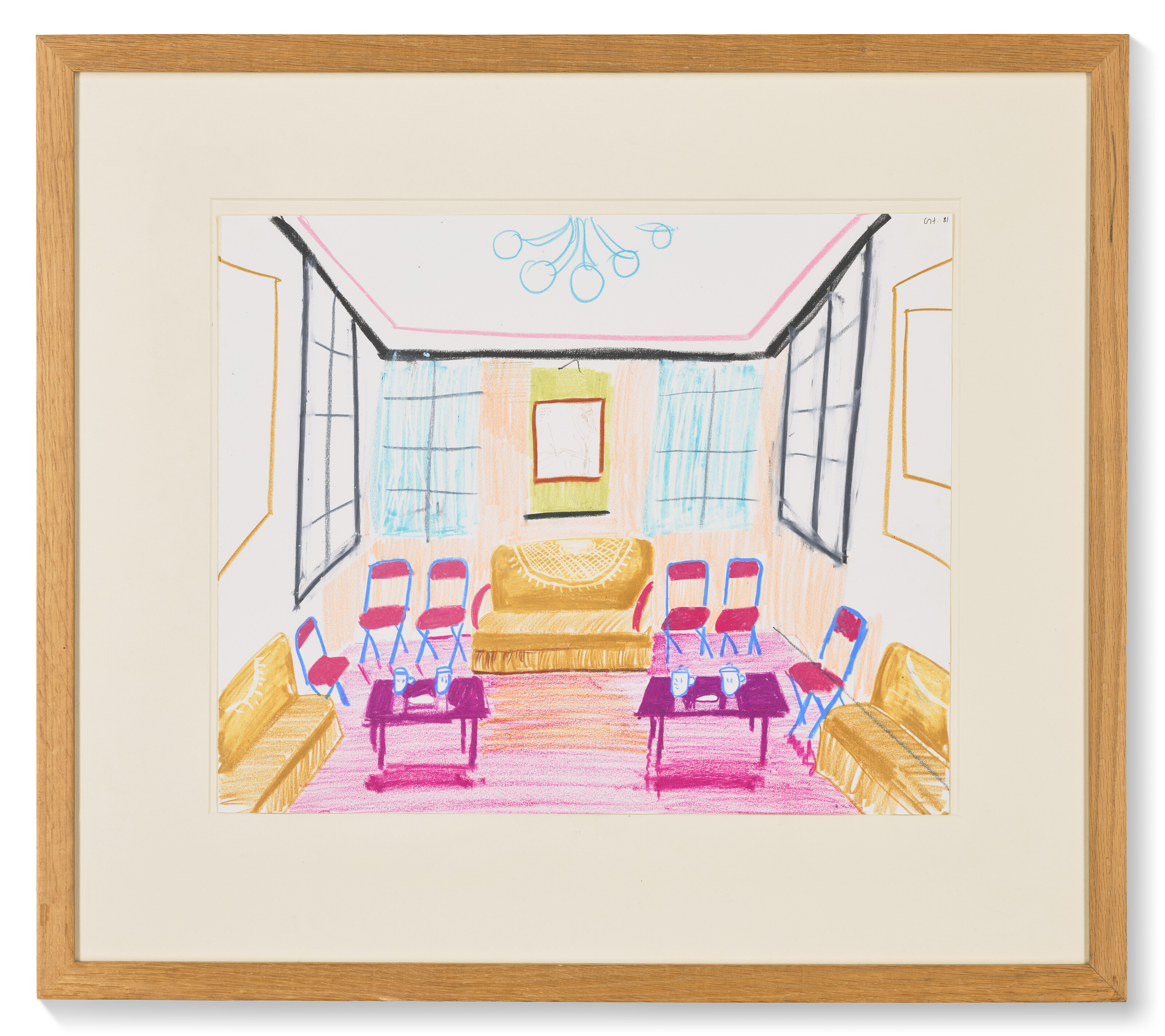 David Hockney — Комната со стульями и люстрой. Китай. из "Поездки в Китай", изображение 2
