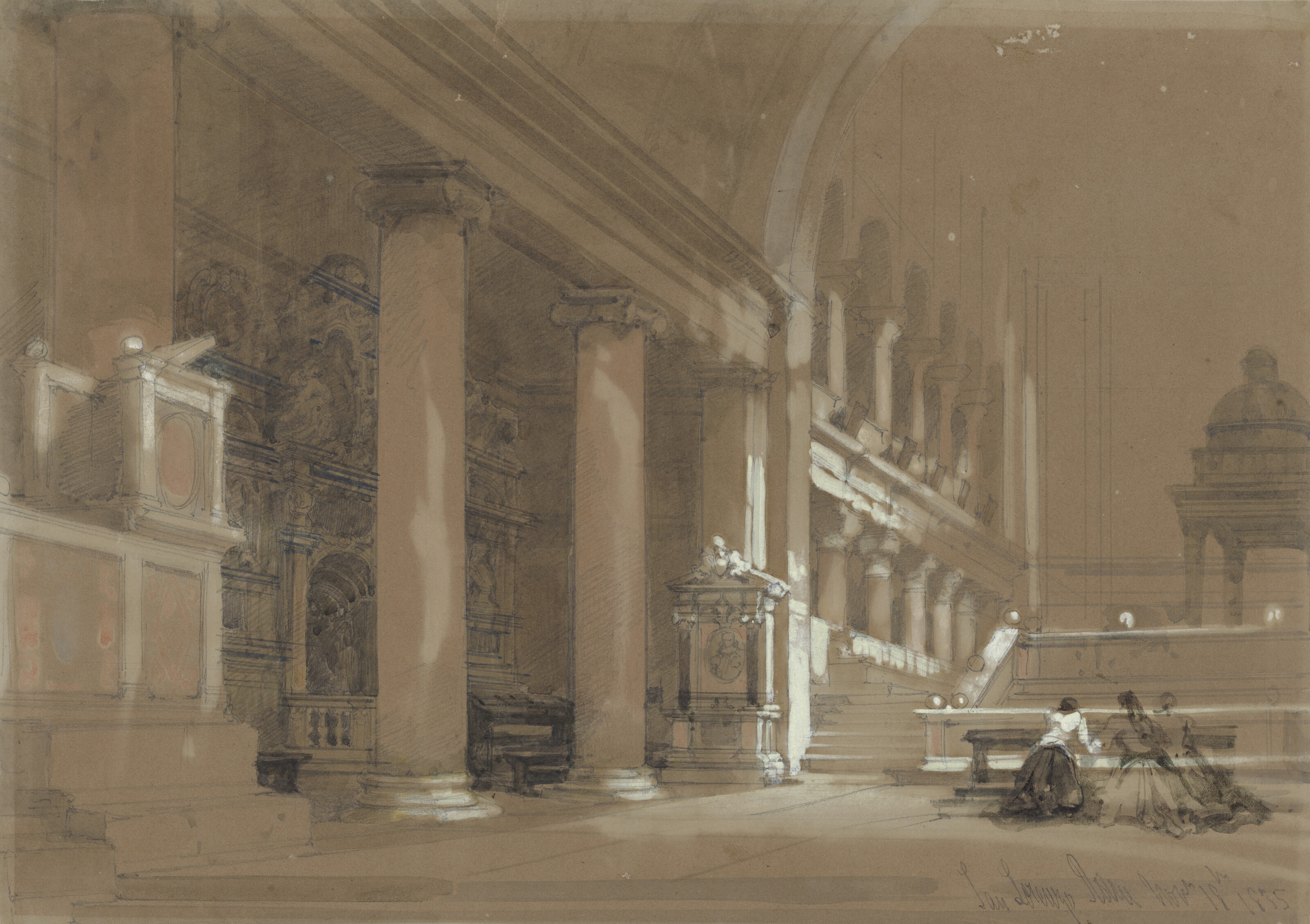 David Roberts — Исследование интерьера церкви Сан-Лоренцо, Рим, изображение 2