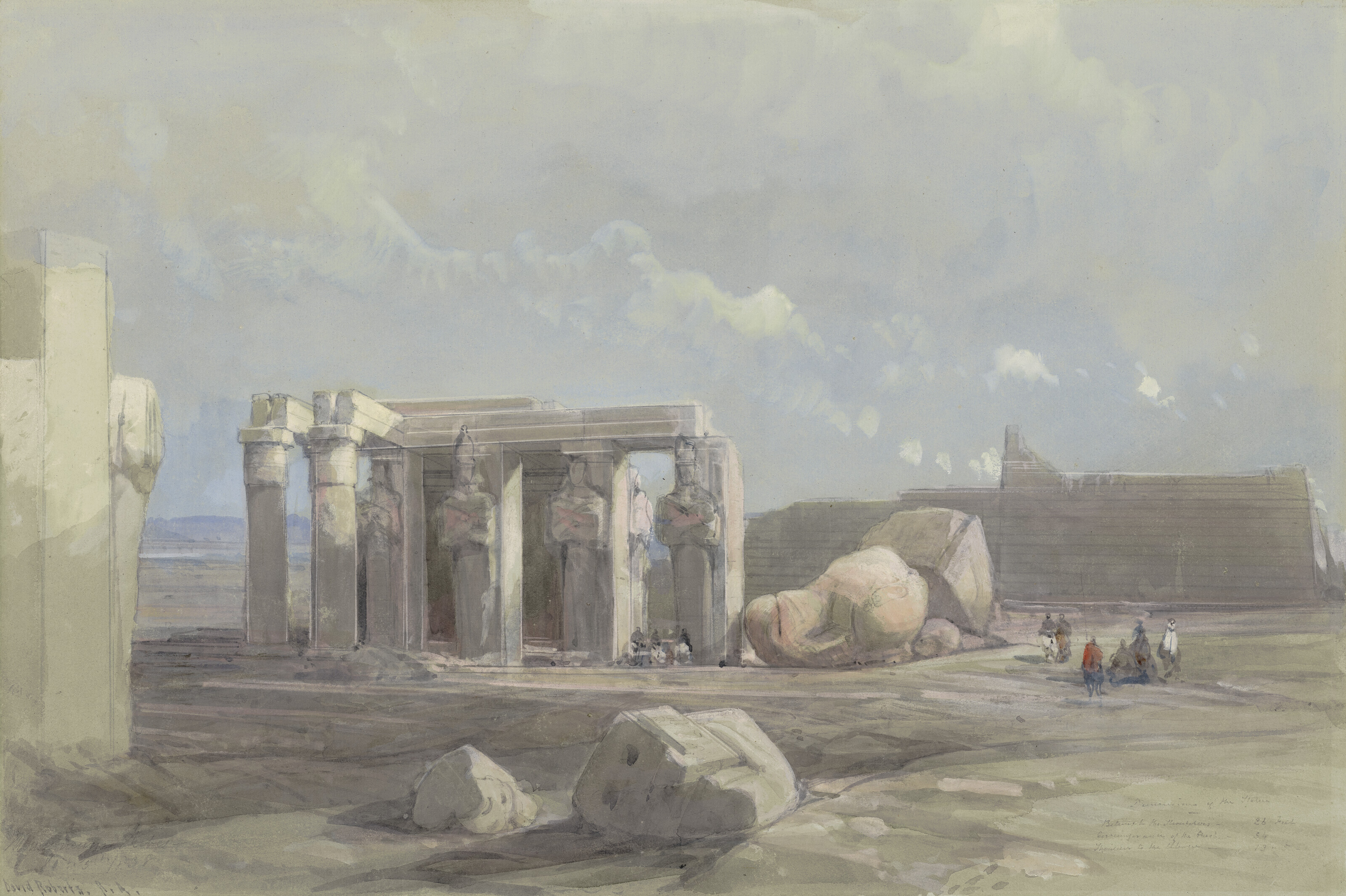 David Roberts — Фрагменты колоссальной статуи в Мемнониуме, Фивы