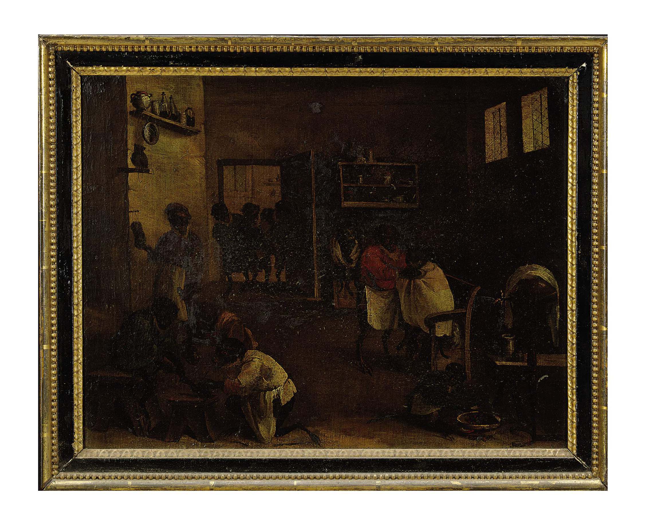 David Teniers the Younger — Певческий зал : обезьяны в парикмахерской