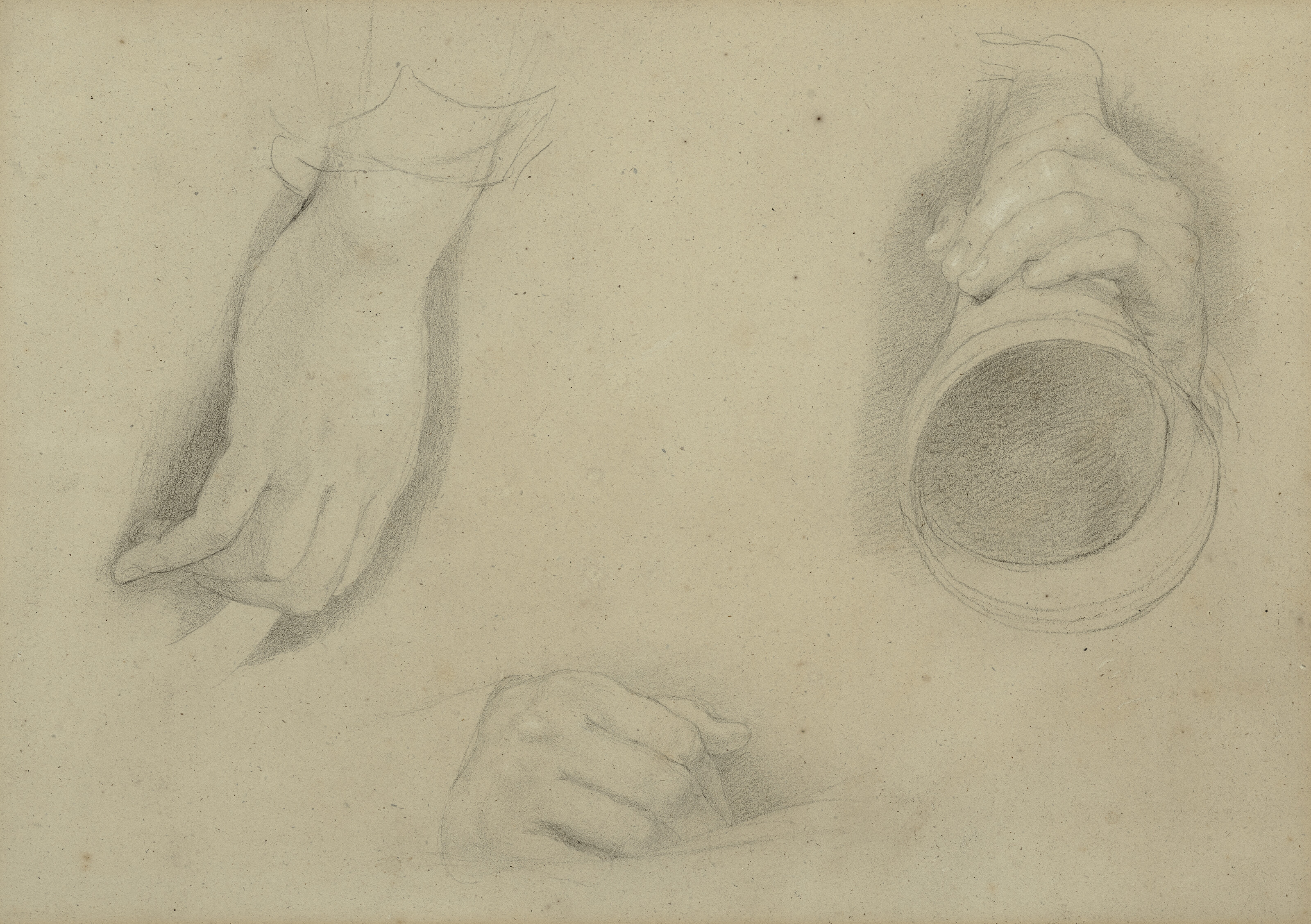 David Wilkie — Три этюда рук для "Чтения завещания", один из которых держит слуховую трубку