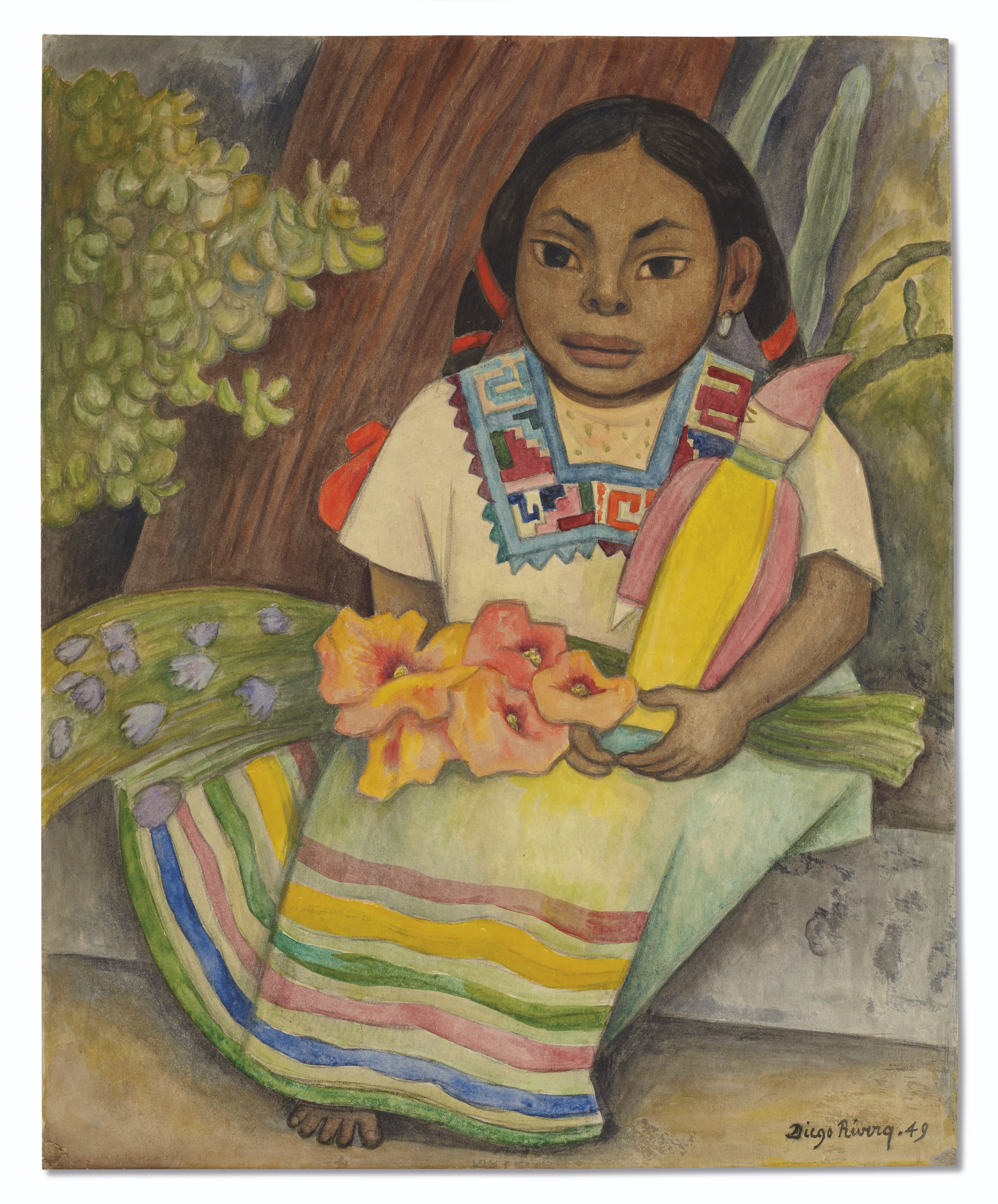 Diego Rivera — Нинья сентада на флоресе