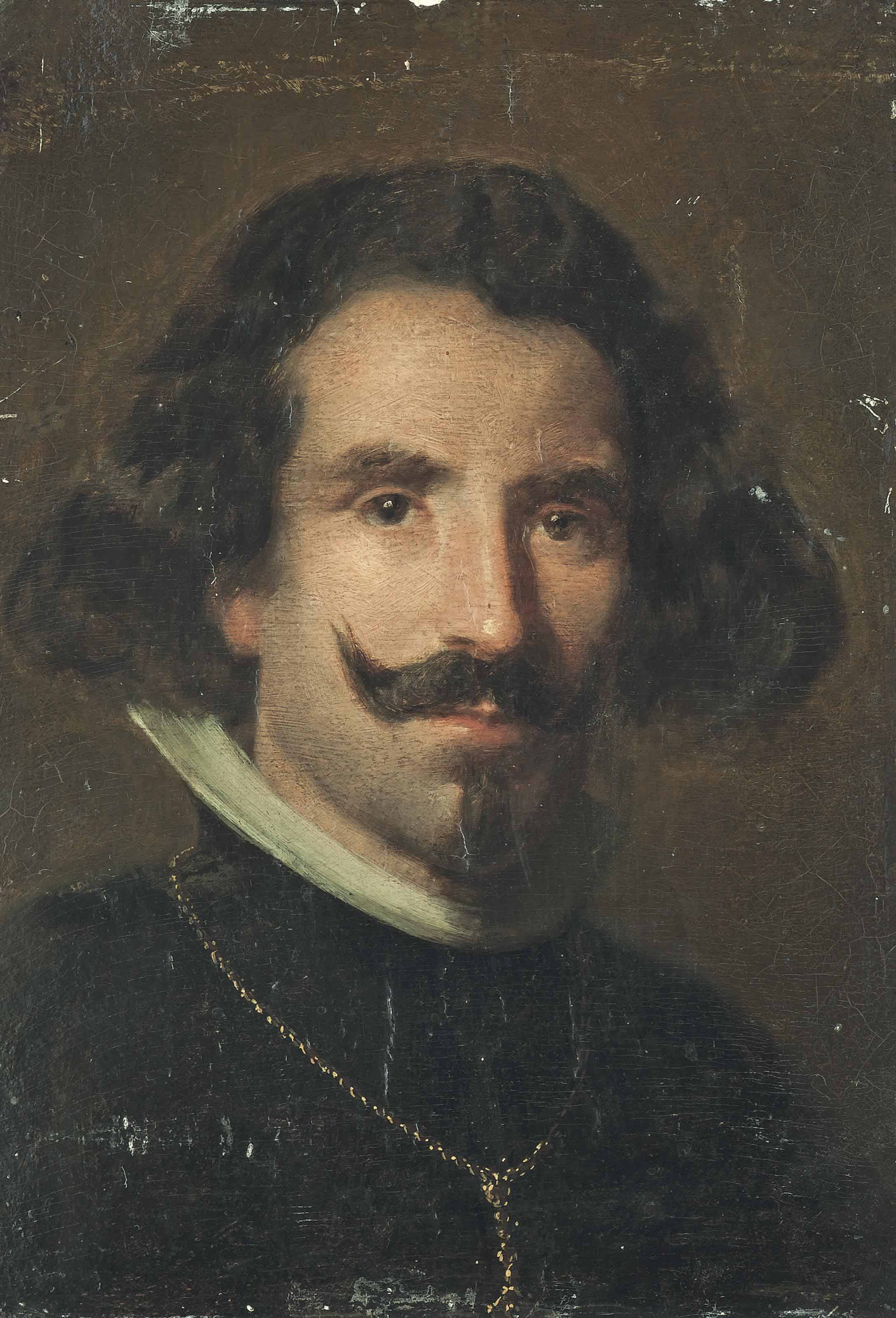 Diego Velázquez — Портрет Диего Веласкеса (1599-1660), длиной до груди, в черном пальто с золотой цепочкой