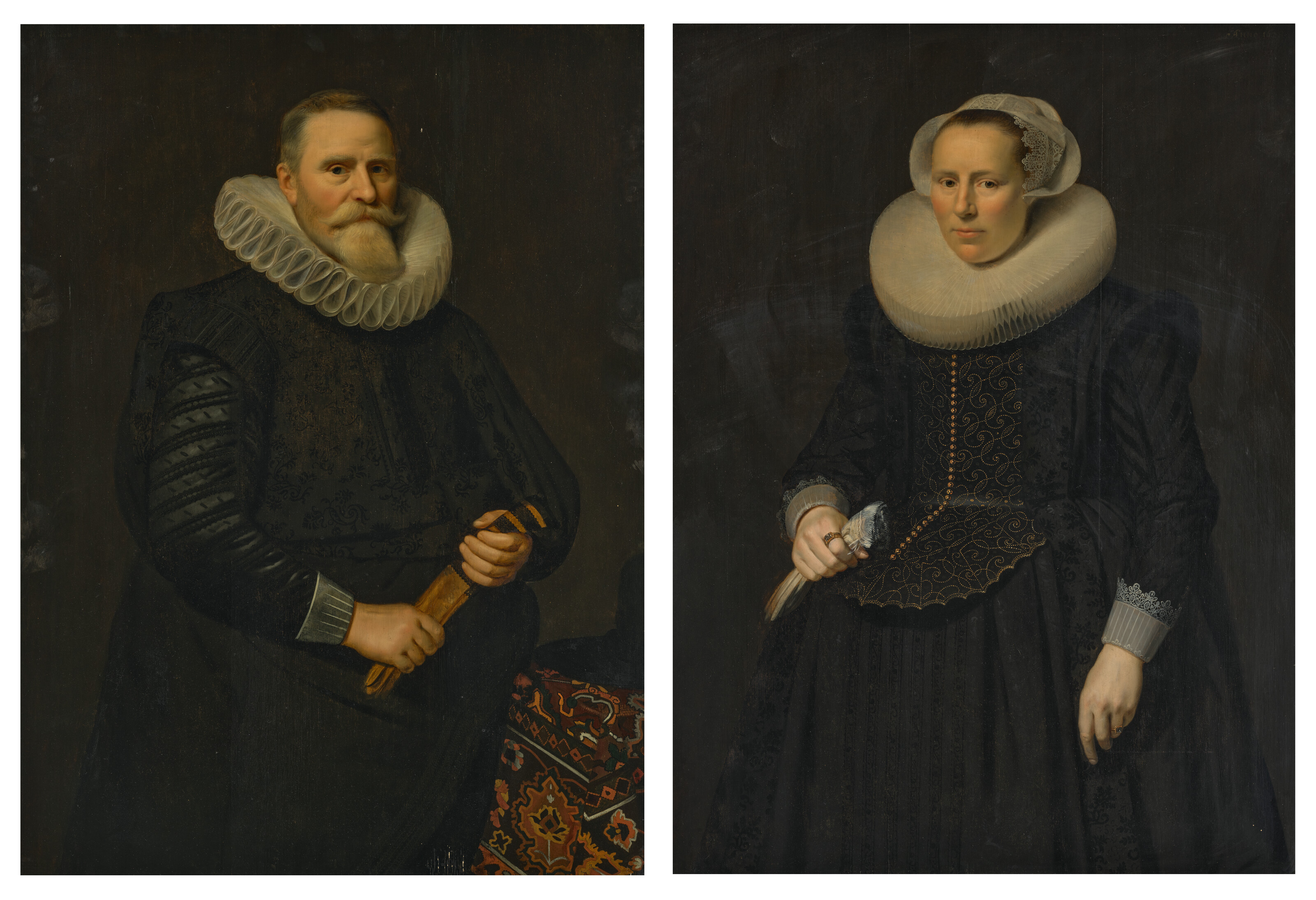 Dutch School — Портрет Андриеса Райкерта (1569-1639), три четверти длины, с парой перчаток и шляпой в руках, на задрапированном столе слева от него; и портрет Сюзанны Мерчийс (1581-1633), три четверти длины, с парой перчаток в руках, изображение 3