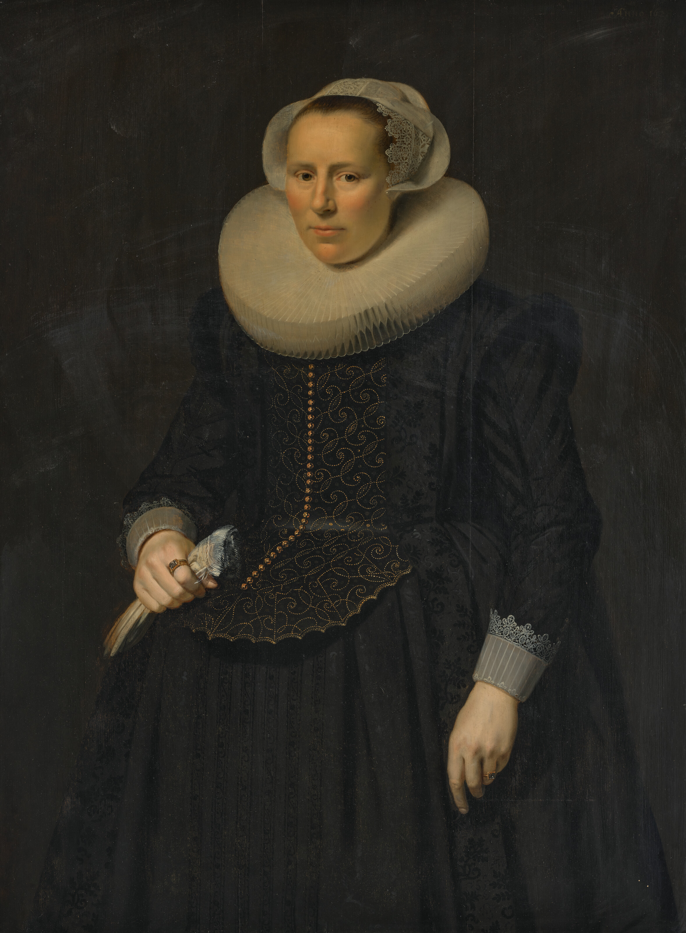 Dutch School — Портрет Андриеса Райкерта (1569-1639), три четверти длины, с парой перчаток и шляпой в руках, на задрапированном столе слева от него; и портрет Сюзанны Мерчийс (1581-1633), три четверти длины, с парой перчаток в руках, изображение 6