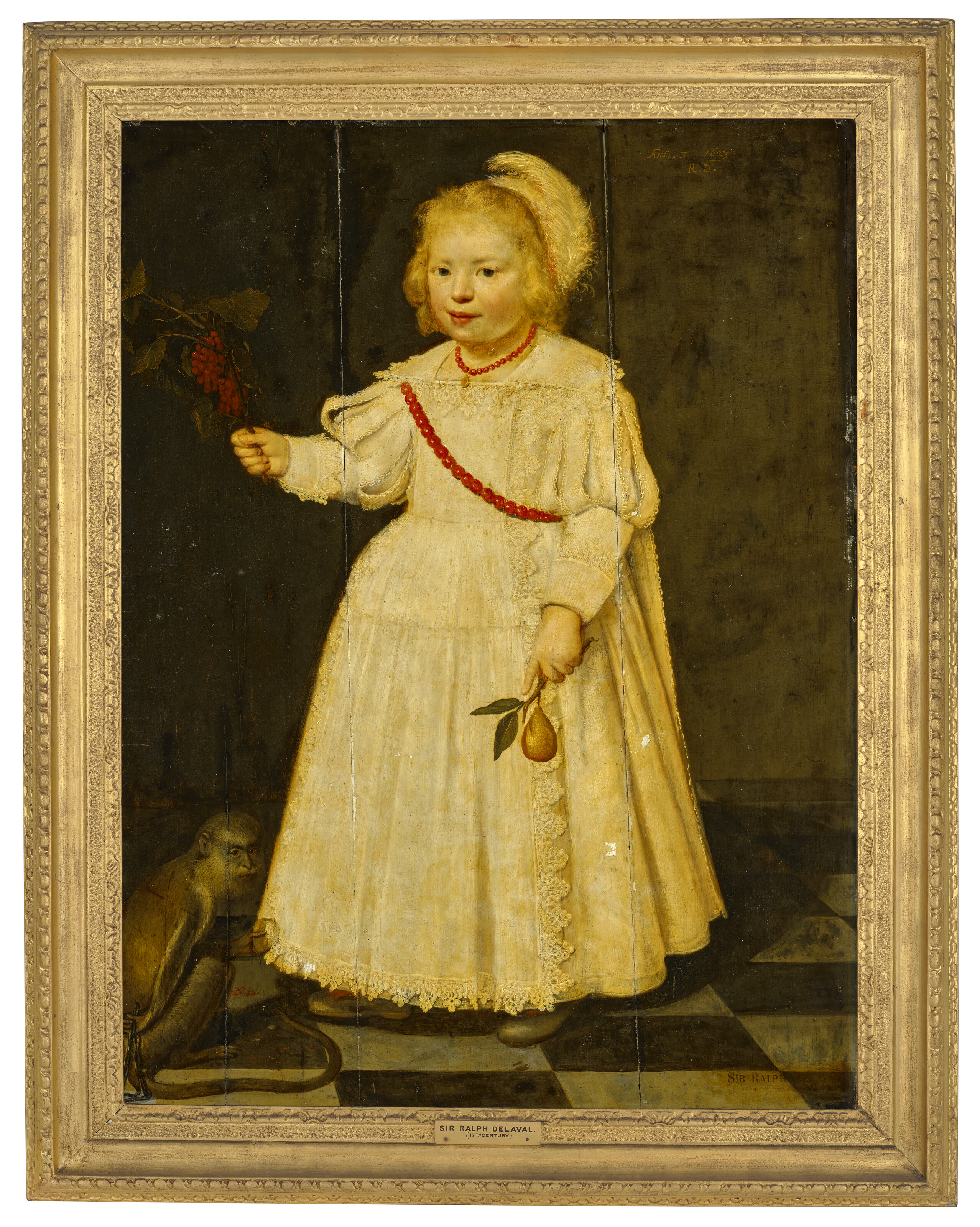 Dutch School — Портрет маленького мальчика, предположительно Ральфа Делавала (1622-1691), в полный рост, с красной смородиной и грушей в руках, с обезьяной, изображение 2