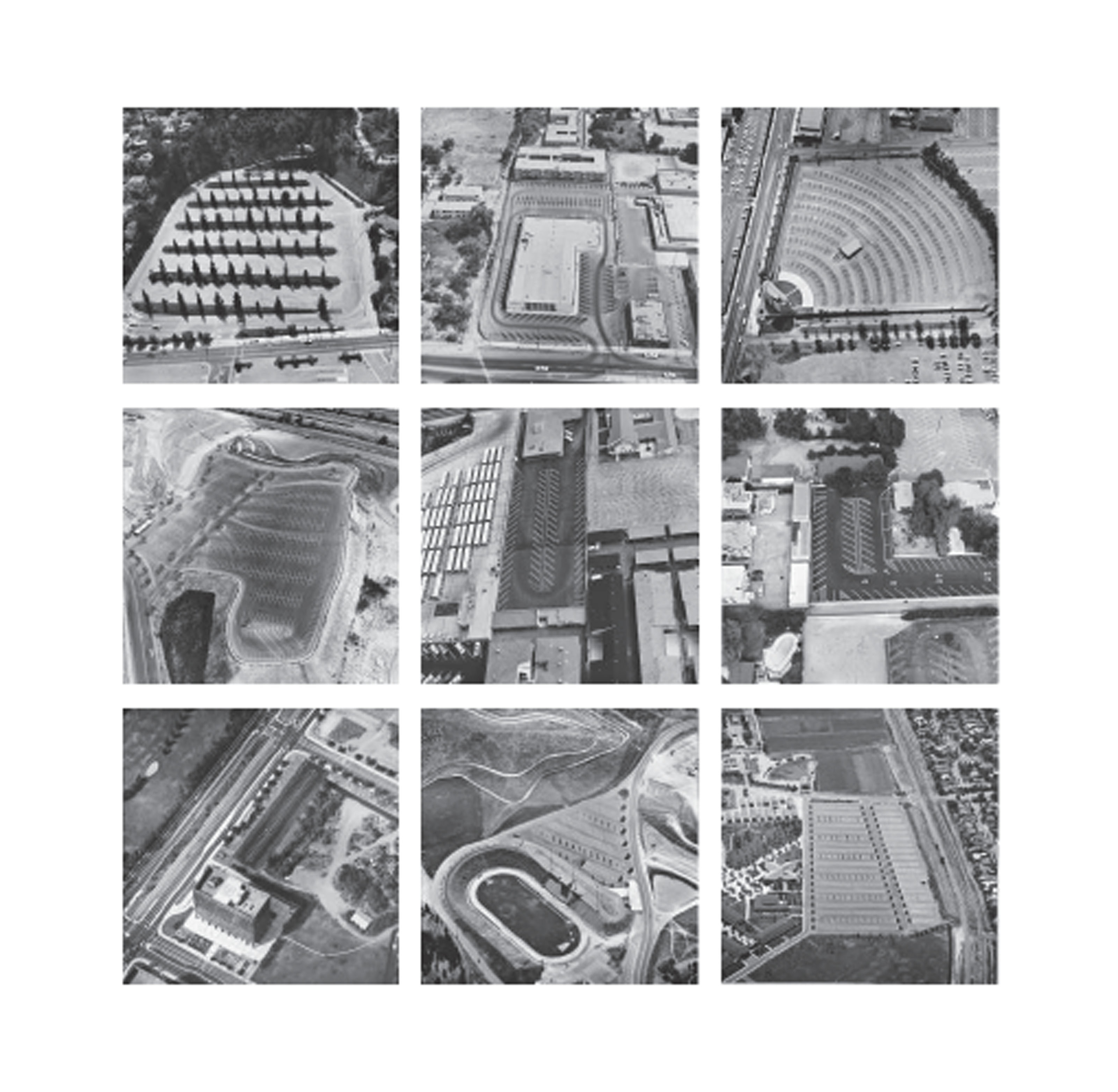 Ed Ruscha — (i) №4 - Голливуд Боул, 2301, Северная Каролина, Хайленд. (ii) №14 - Государственный департамент занятости, 14400 Шерман-Уэй, Ван-Найс (iii) №16 - Кинотеатр "Гилмор Драйв-ин", 6201 W. 3rd St. (iv) №18 - Киностудия "Юниверсал", Юниверсал-Сити (v) №19 - Государственный совет по вопросам социального обеспечения, 14601 Шерман-Уэй, Ван-Найс (iii). Найс (vi) #21 - Церковь Христа, 14655, Шерман-Уэй, Ван-Найс (vii) #22 - Вековой город, 1800, Авеню Звезд, 1 (viii) #26 - Колледж Пирса, Вудленд-Хиллз, 1 (ix) #27 - Колледж Пирса, Вудленд-Хиллз, 2