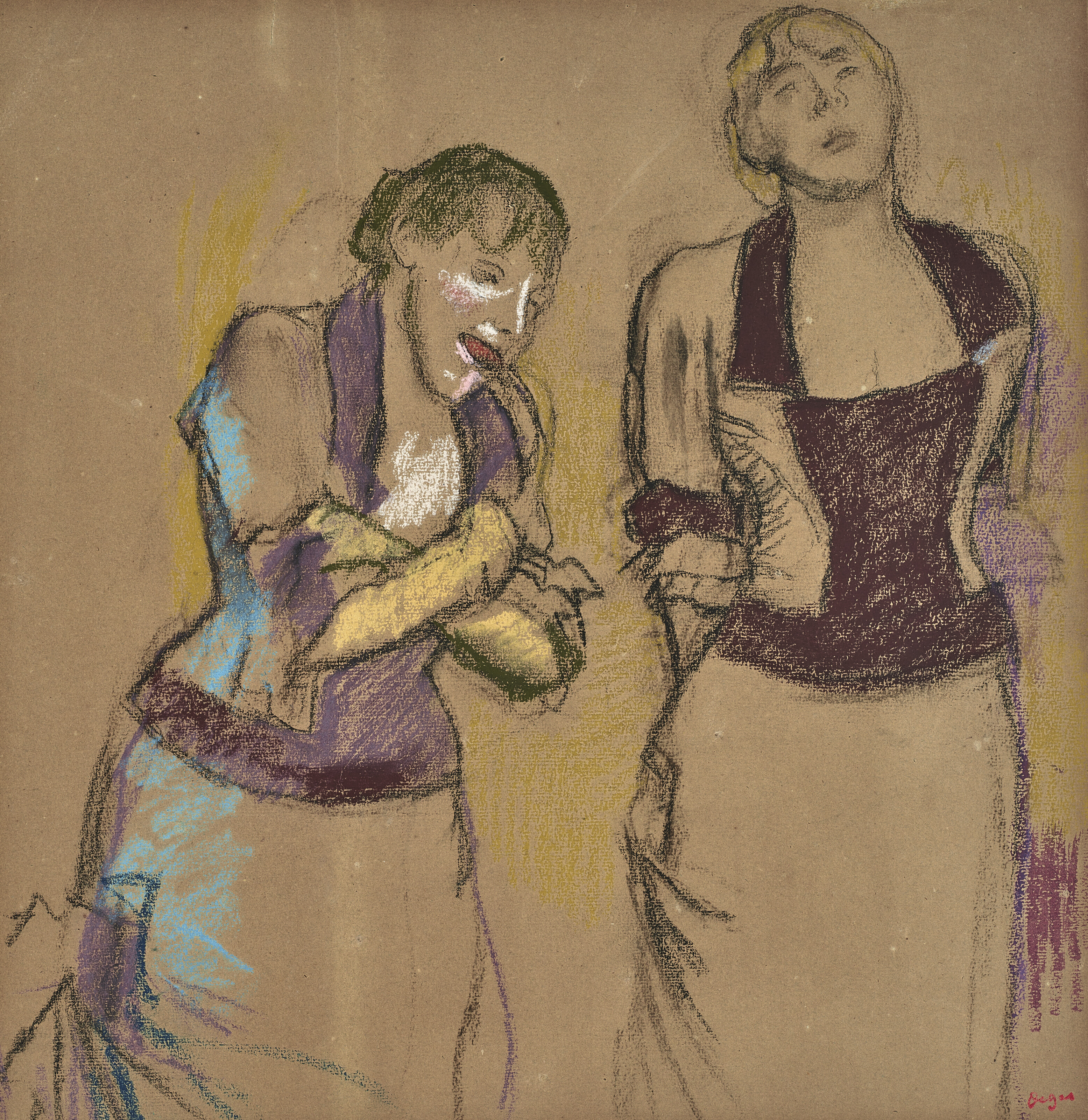 Edgar Degas — В кафе-концерт, двое поющих