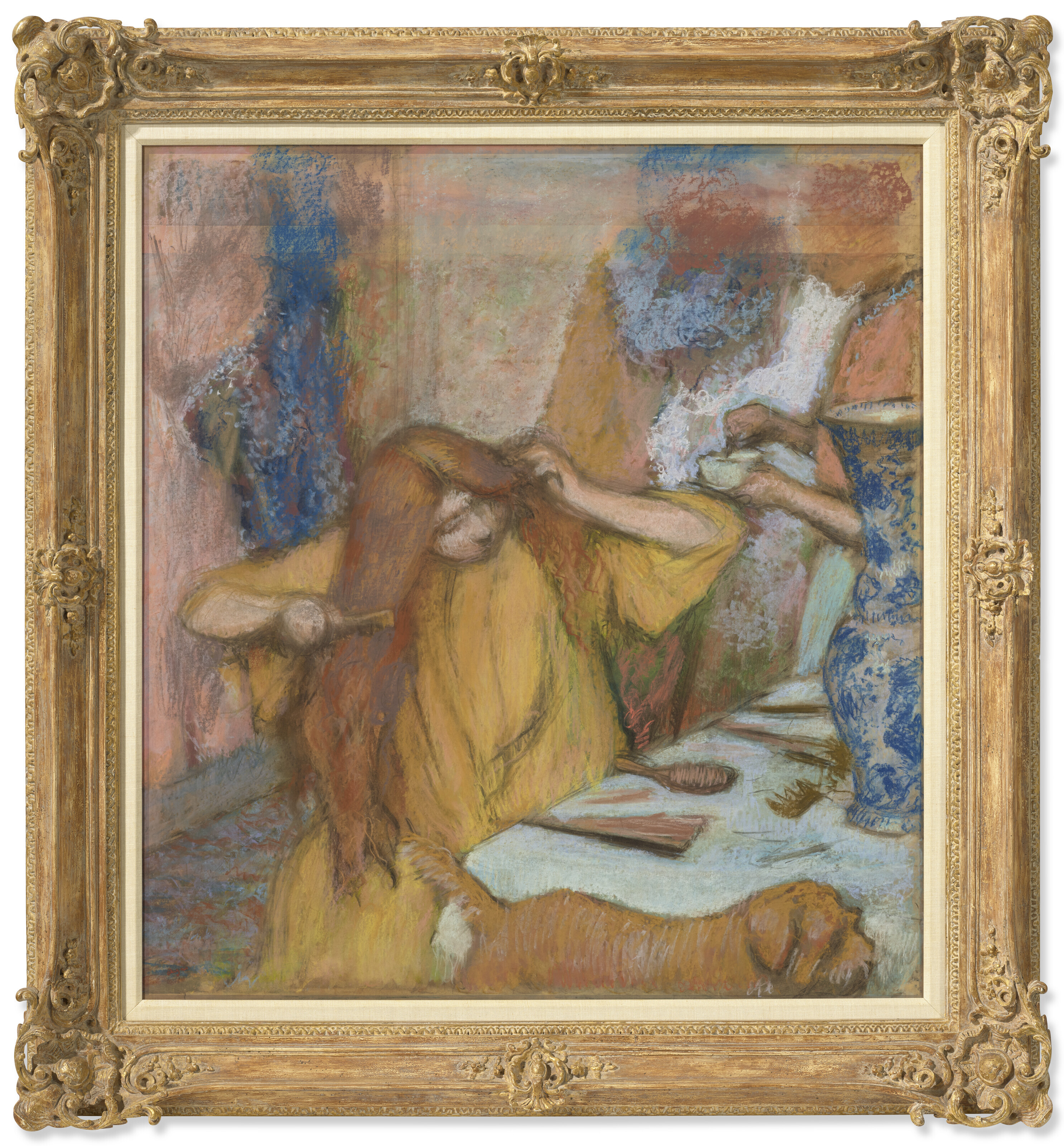 Edgar Degas — Женщина в желтом пеньюаре с прической, изображение 2