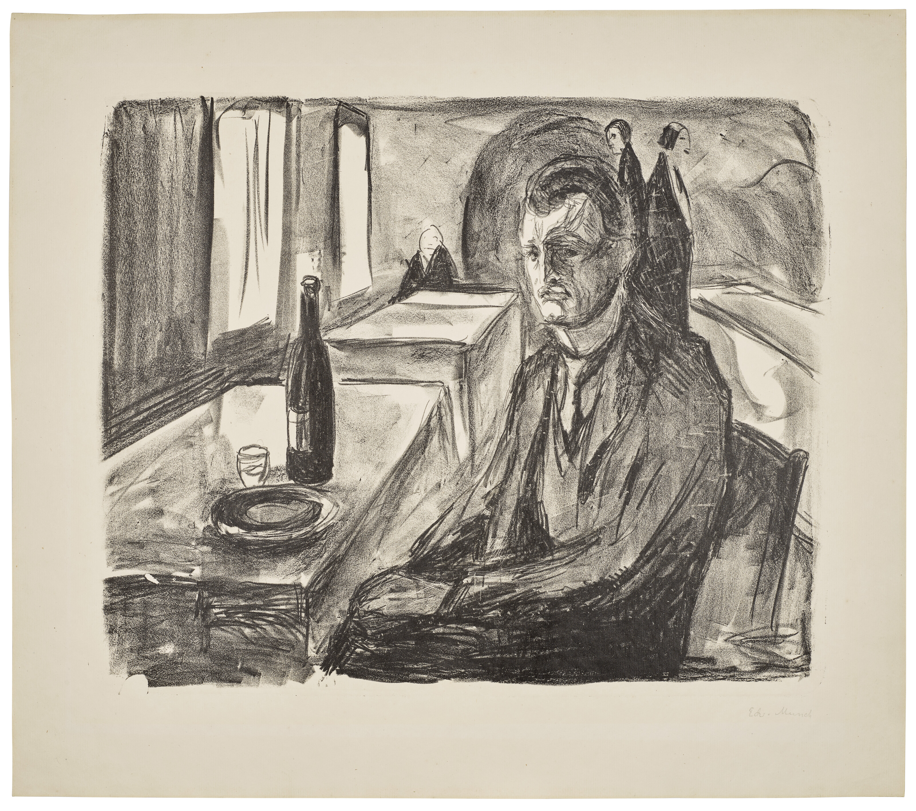 Edvard Munch — Автопортрет с бутылкой вина