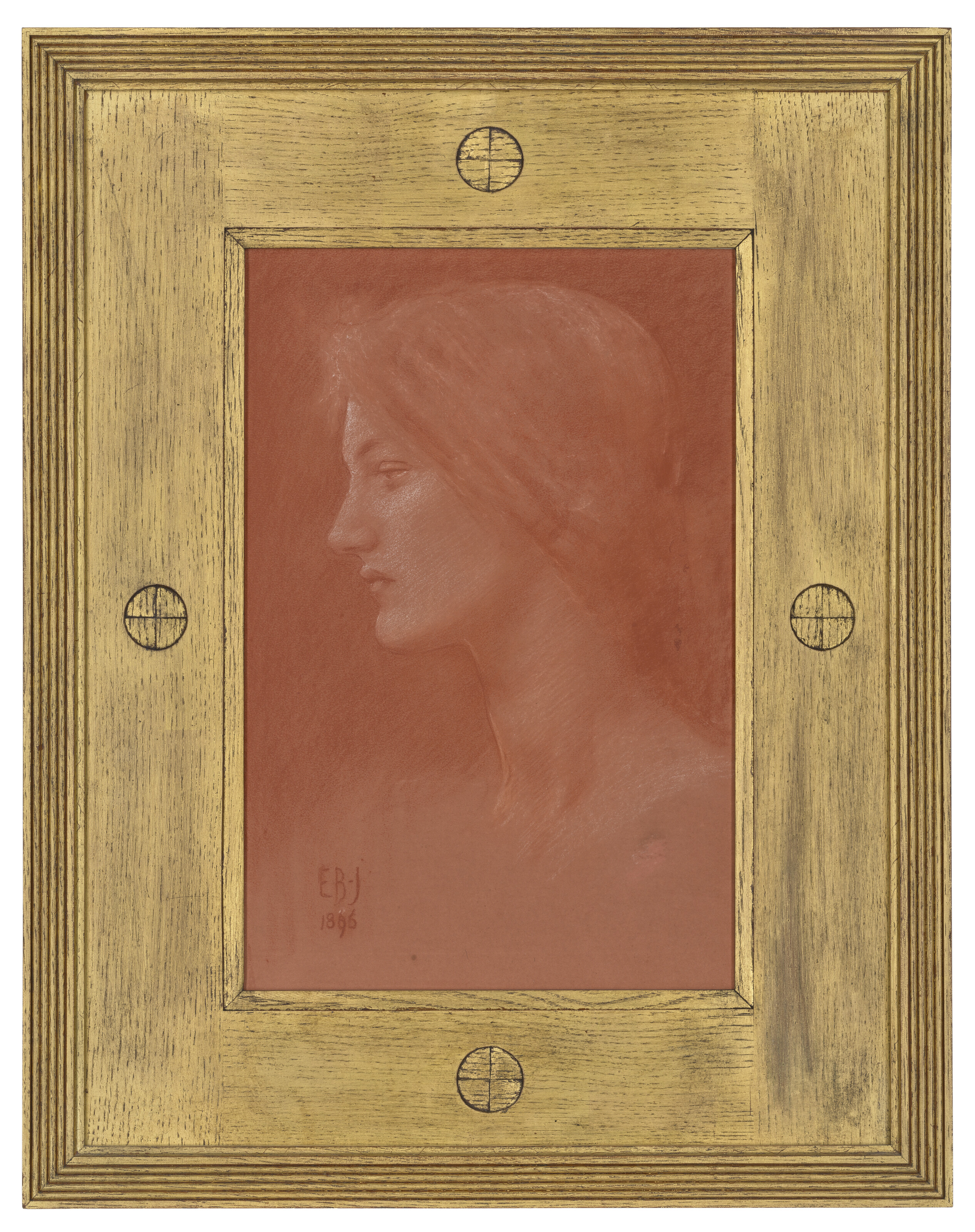 Edward Burne-Jones — Голова молодой девушки в профиль слева для морской нимфы в фильме "Персей и морские нимфы" ("Персей и Нереиды"): Вооружение Персея (вторая версия), серия "Персей", изображение 2