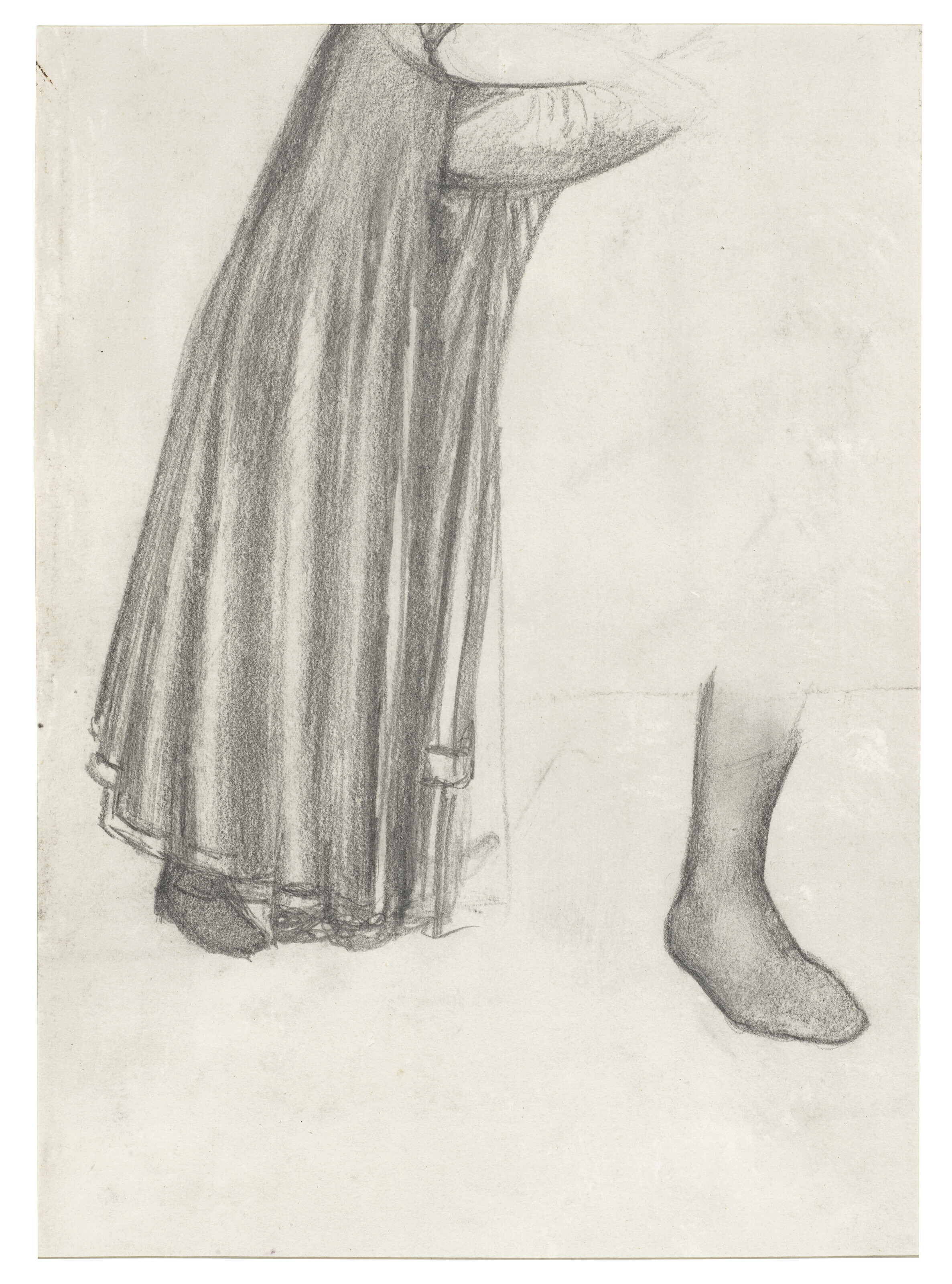 Edward Burne-Jones — Портрет Фанни Корнфорт, полулежащей в кресле, для "Laus Veneris"; с эскизами фигур для "Клерка Сондерса" (на обороте), изображение 2