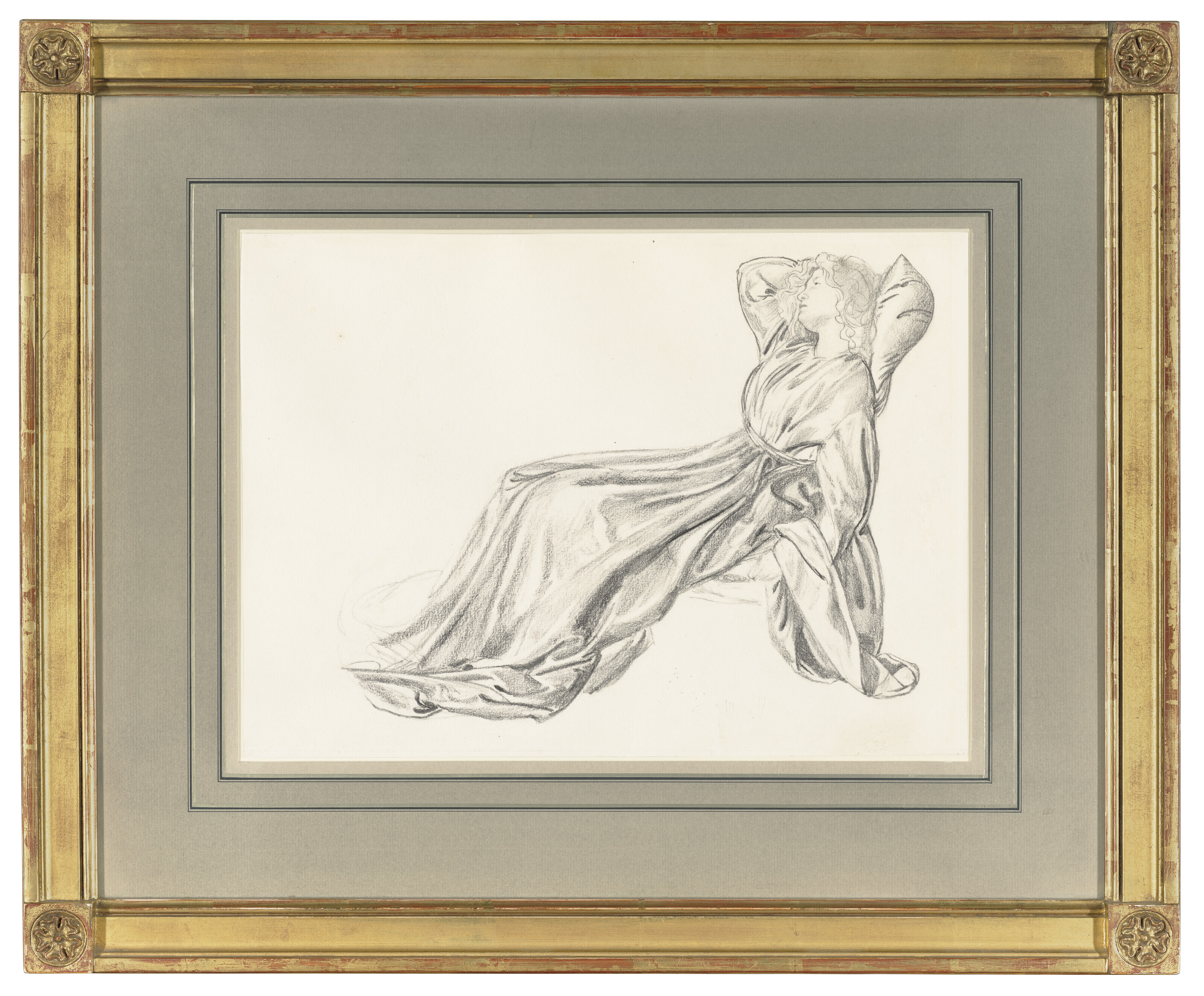 Edward Burne-Jones — Портрет Фанни Корнфорт, полулежащей в кресле, для "Laus Veneris"; с эскизами фигур для "Клерка Сондерса" (на обороте), изображение 3