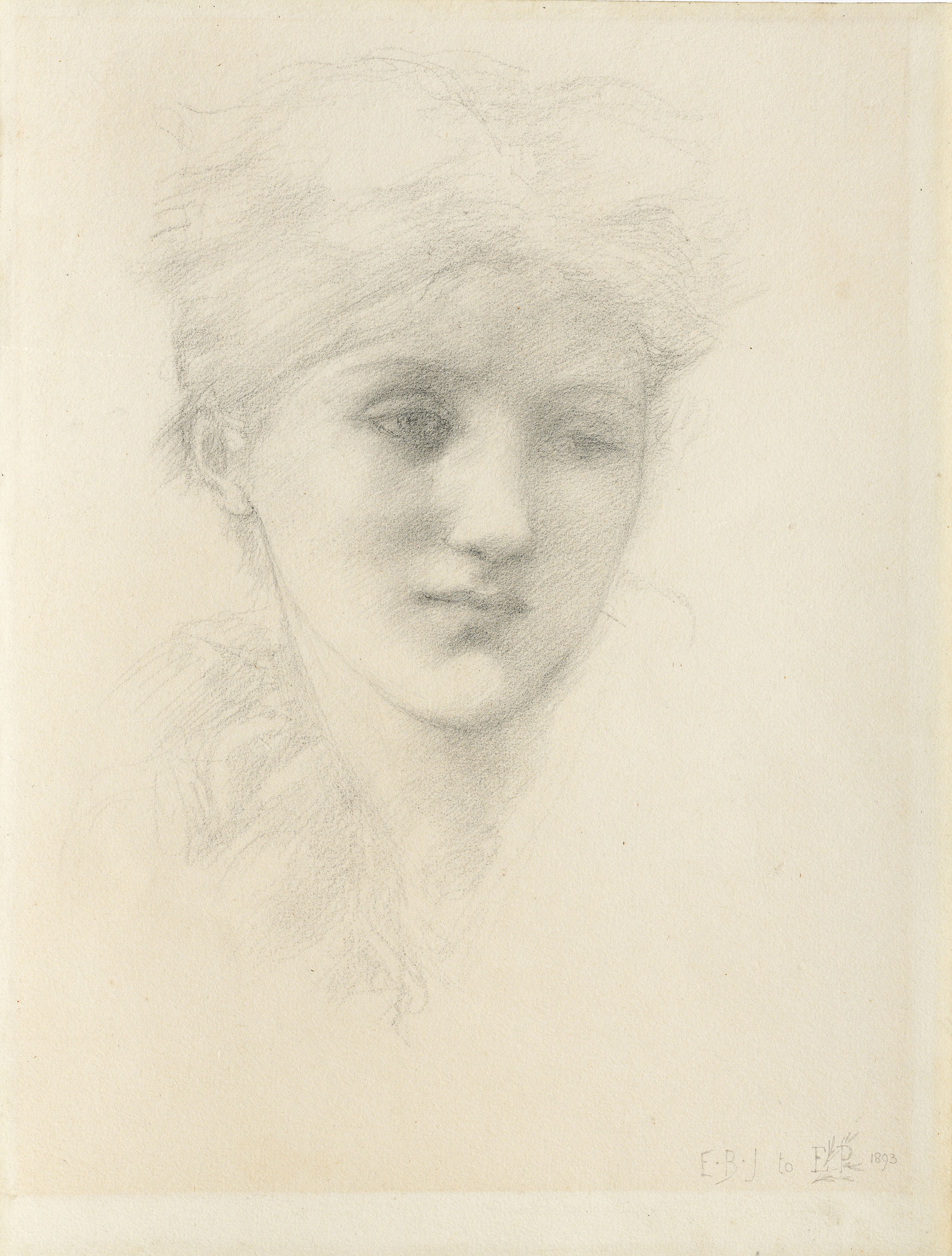 Edward Burne-Jones — Портрет головы молодой женщины