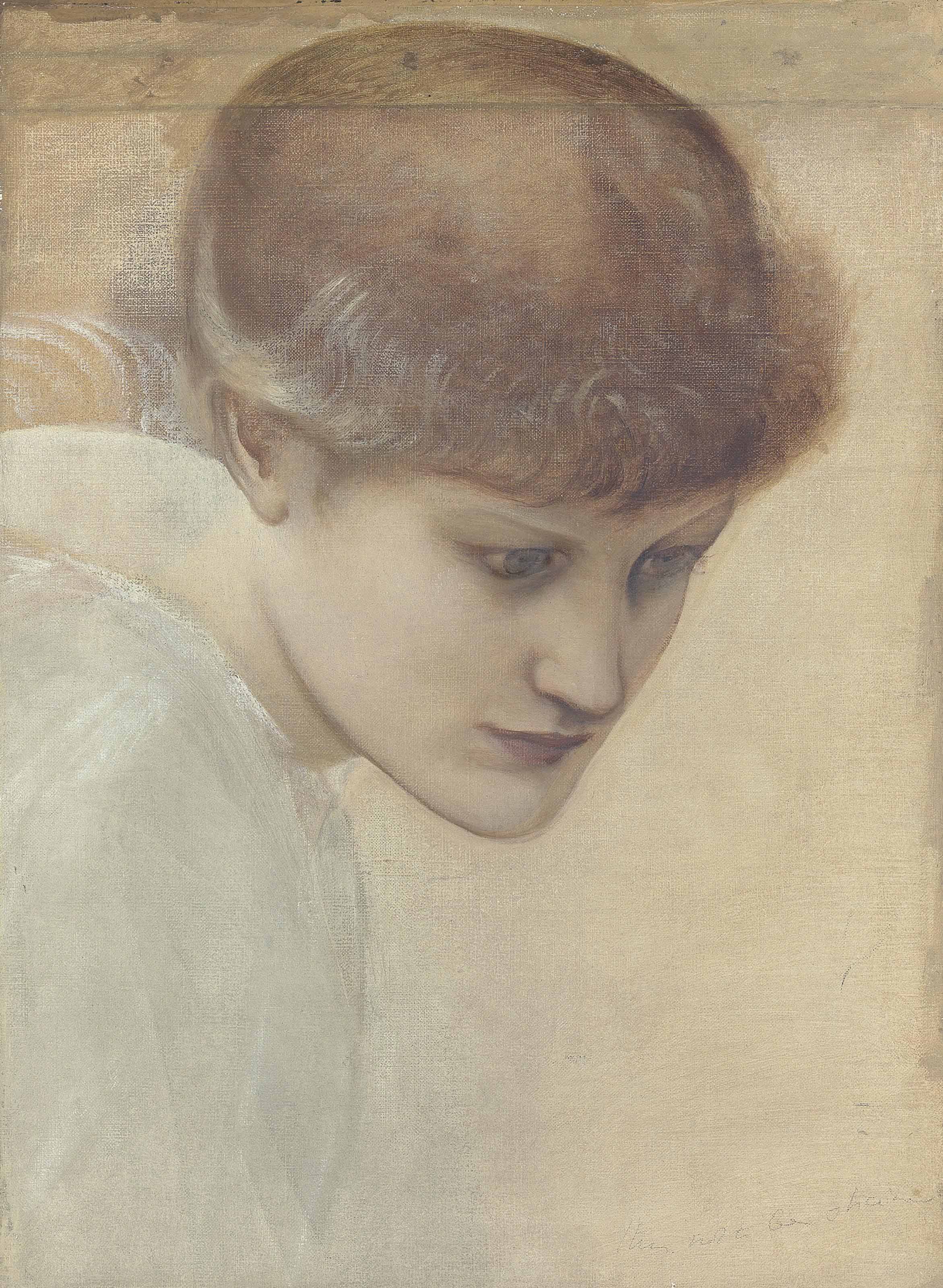 Edward Burne-Jones — Главный этюд Дороти Дин, смотрящей вниз, для "Золотой лестницы"