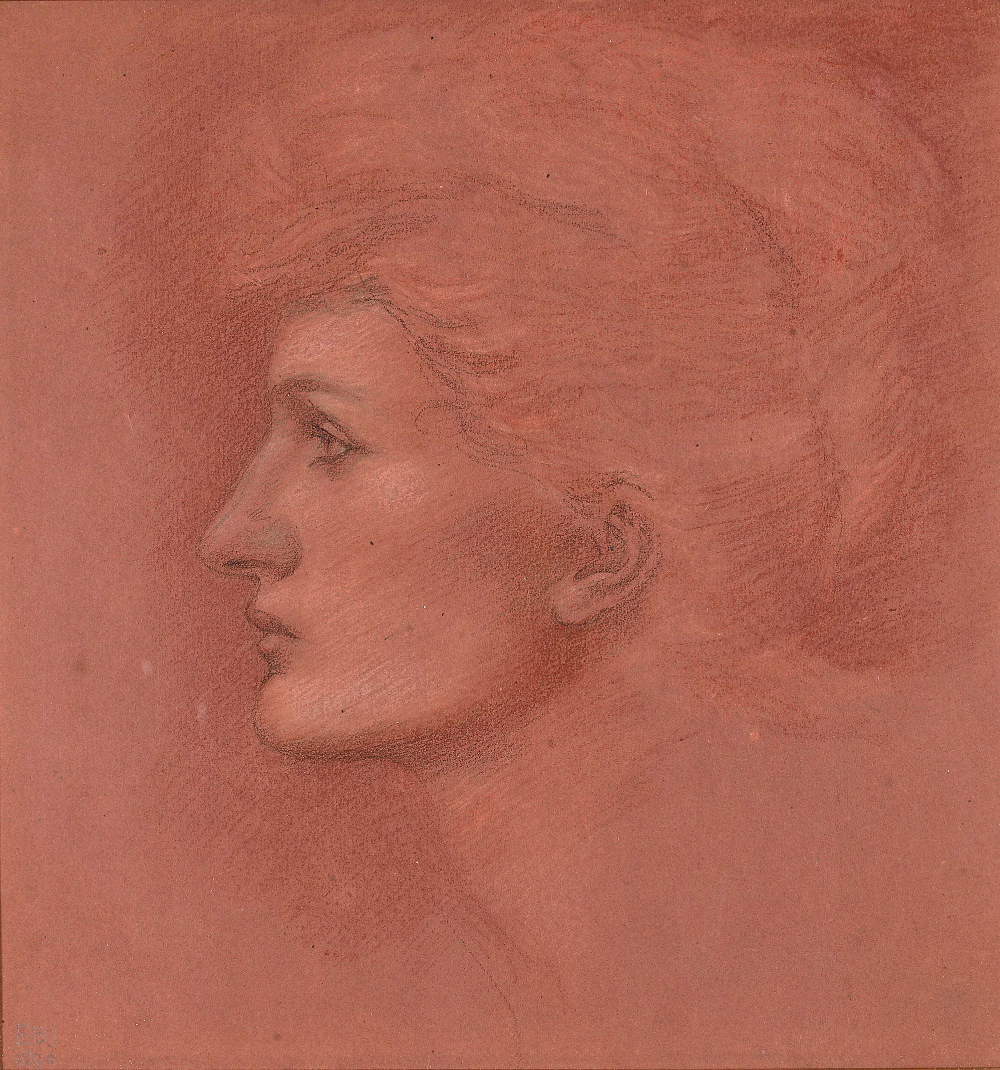Edward Burne-Jones — Портрет Кейт Долан, повернутой в профиль справа