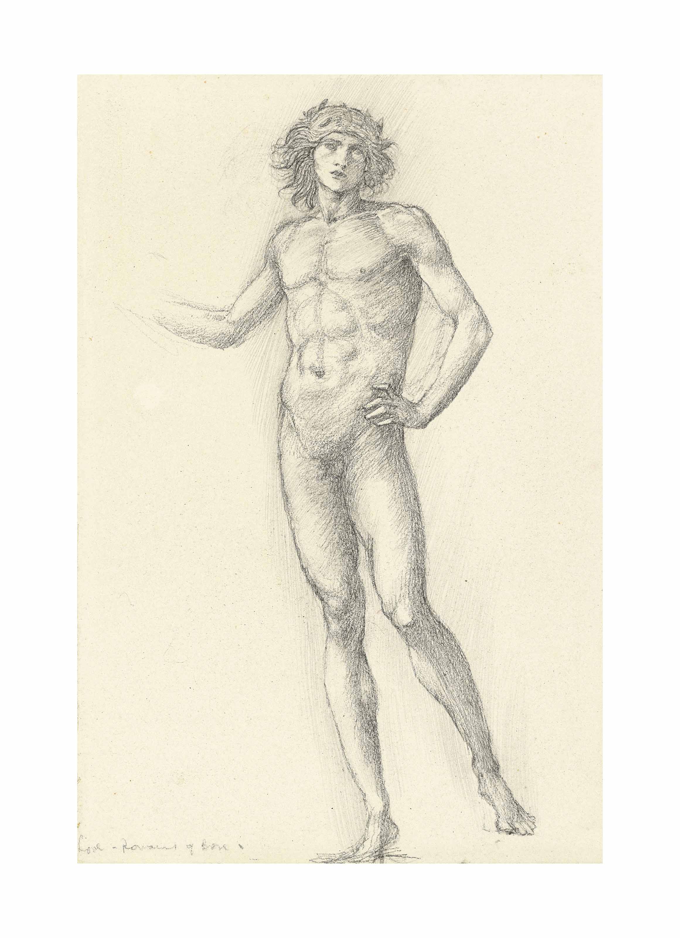 Edward Burne-Jones — Этюд с изображением любви для "Романа о розе" (recto ) и эскиз с изображением Франшизы (verso )