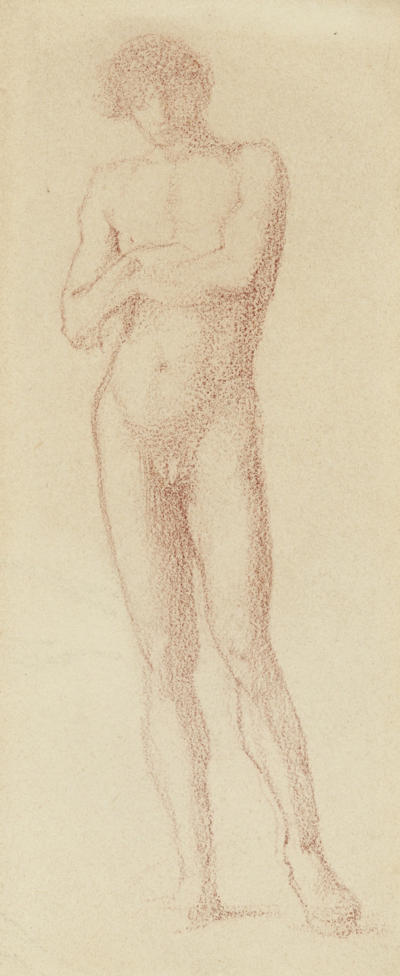 Edward Burne-Jones — Этюд обнаженного мужчины, стоящего вертикально ; Набросок сутулой фигуры (оборотная сторона ), изображение 2
