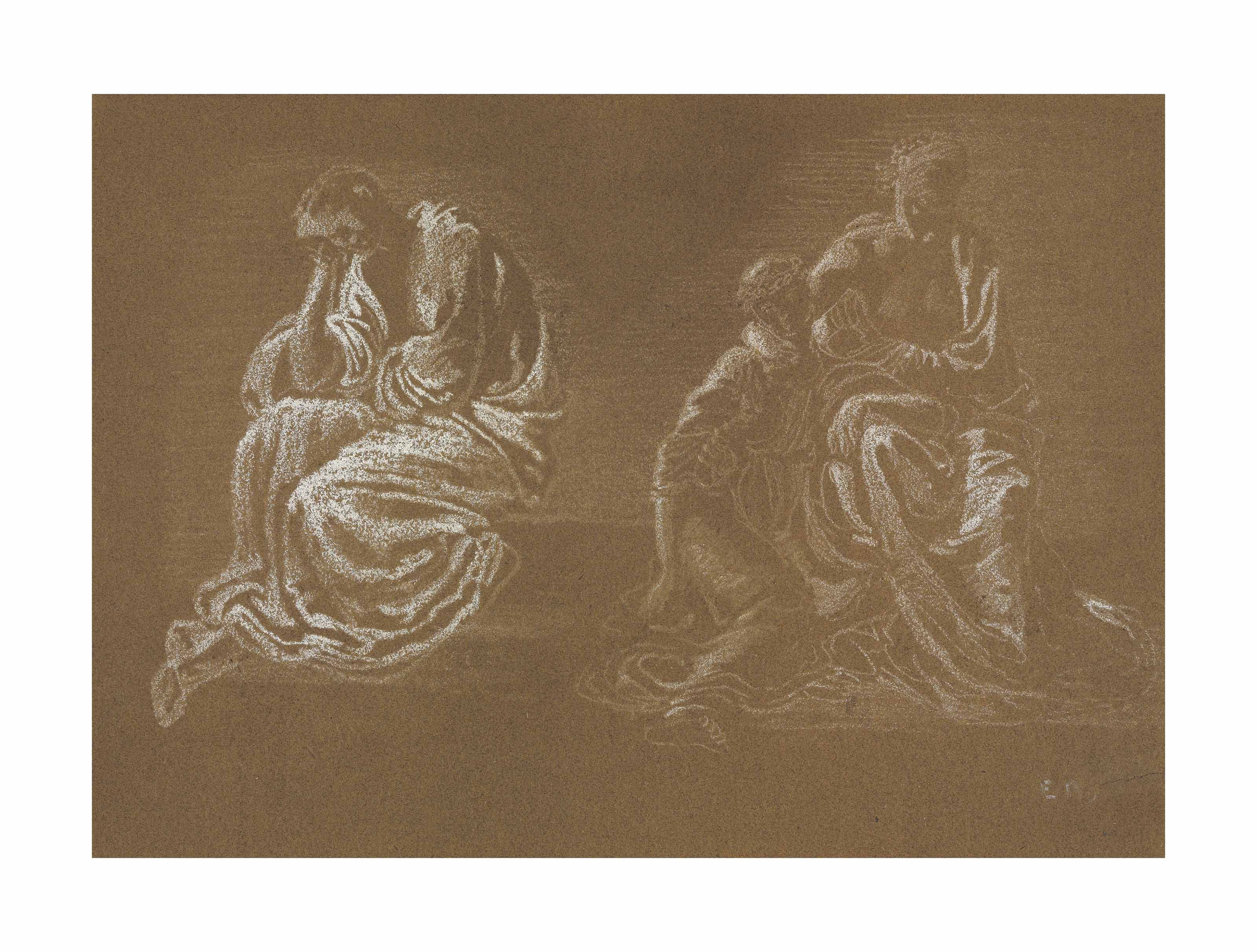Edward Burne-Jones — Два эскиза драпировки после скульптуры