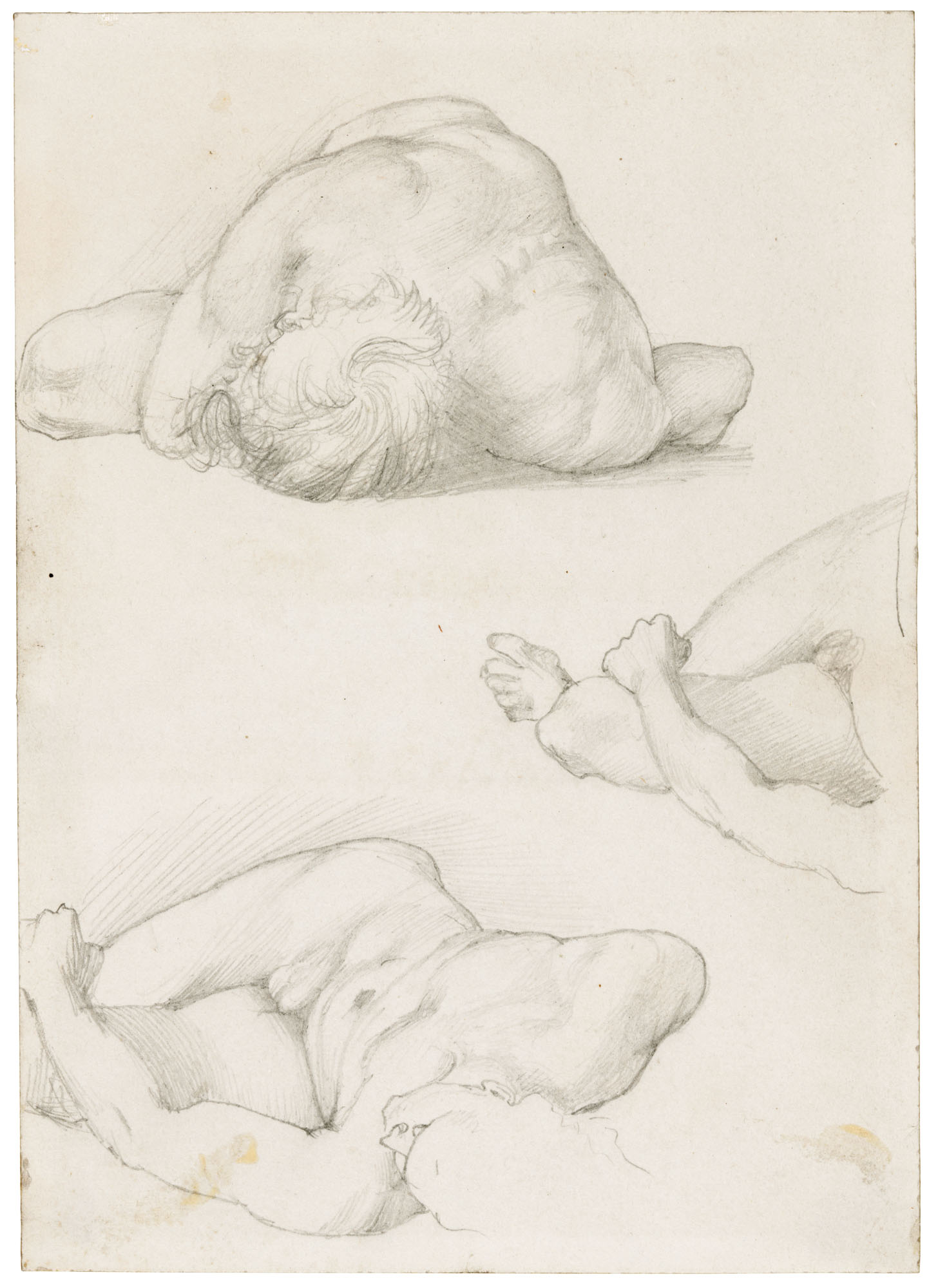 Edward Burne-Jones — Три этюда обнаженных мужчин, лежащих ничком, вероятно, для "Дискордии Венеры"