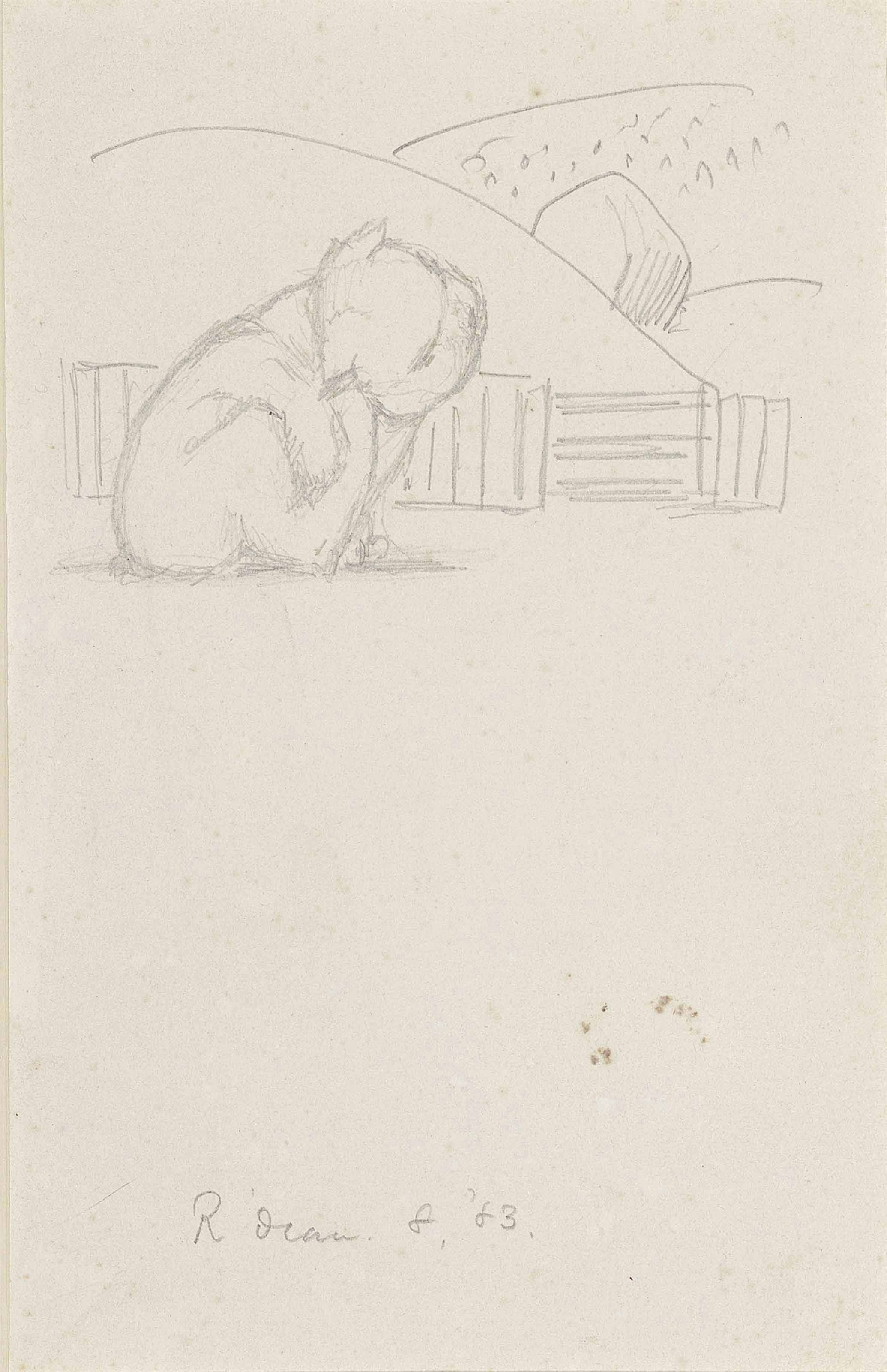 Edward Burne-Jones — Карикатуры, сделанные в Роттингдине: Кошка, чешущая за ухом, и кот, наблюдающий за голубем
