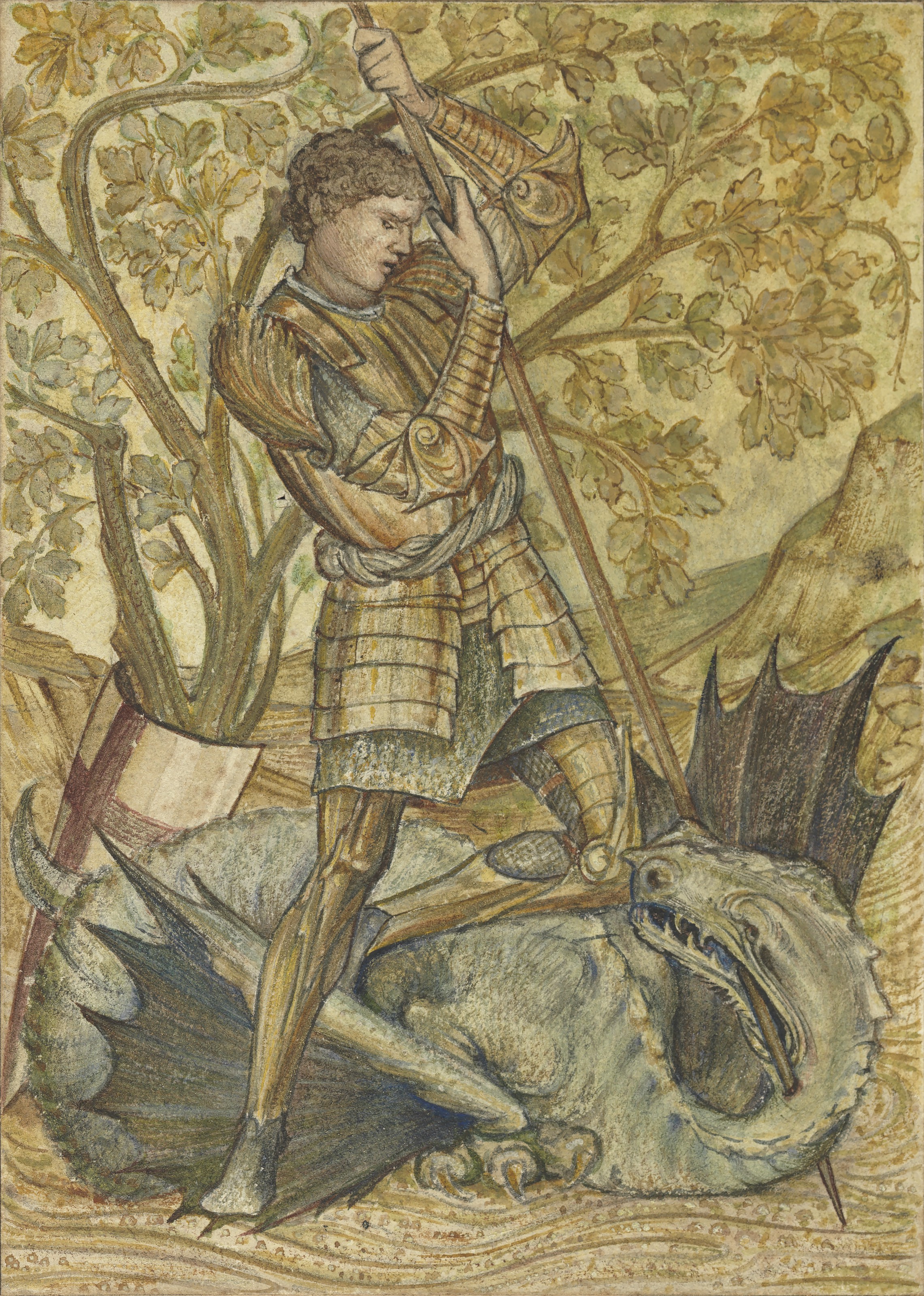 Edward Burne-Jones — Святой Георгий и дракон, в честь сэра Эдварда Коли Берн-Джонса, Британская Колумбия, А.Р.А., Р.В.С., изображение 2