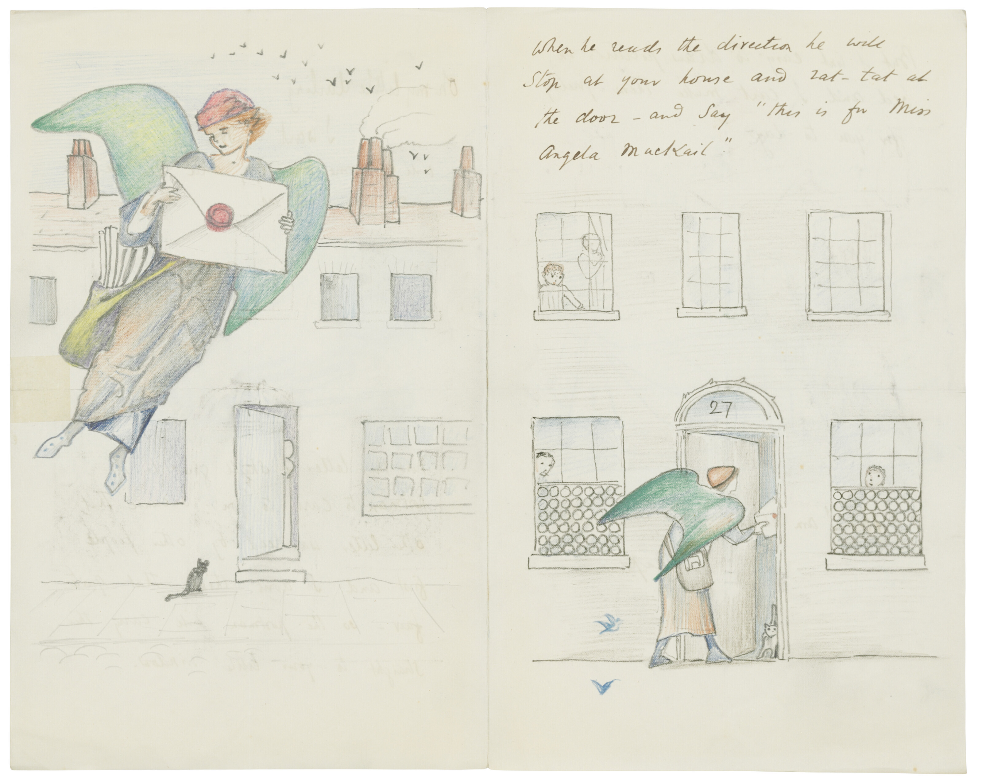 Edward Burne-Jones — 20 писем и открыток с автографами, из которых 19 иллюстрированы, внучке художника Анджеле Тиркелл (одно, по–видимому, ее матери, его дочери Маргарет), Роттингдин, Западный Кенсингтон и н.п., 14 февраля 1890 - Рождество 1893 и н. п., изображение 16