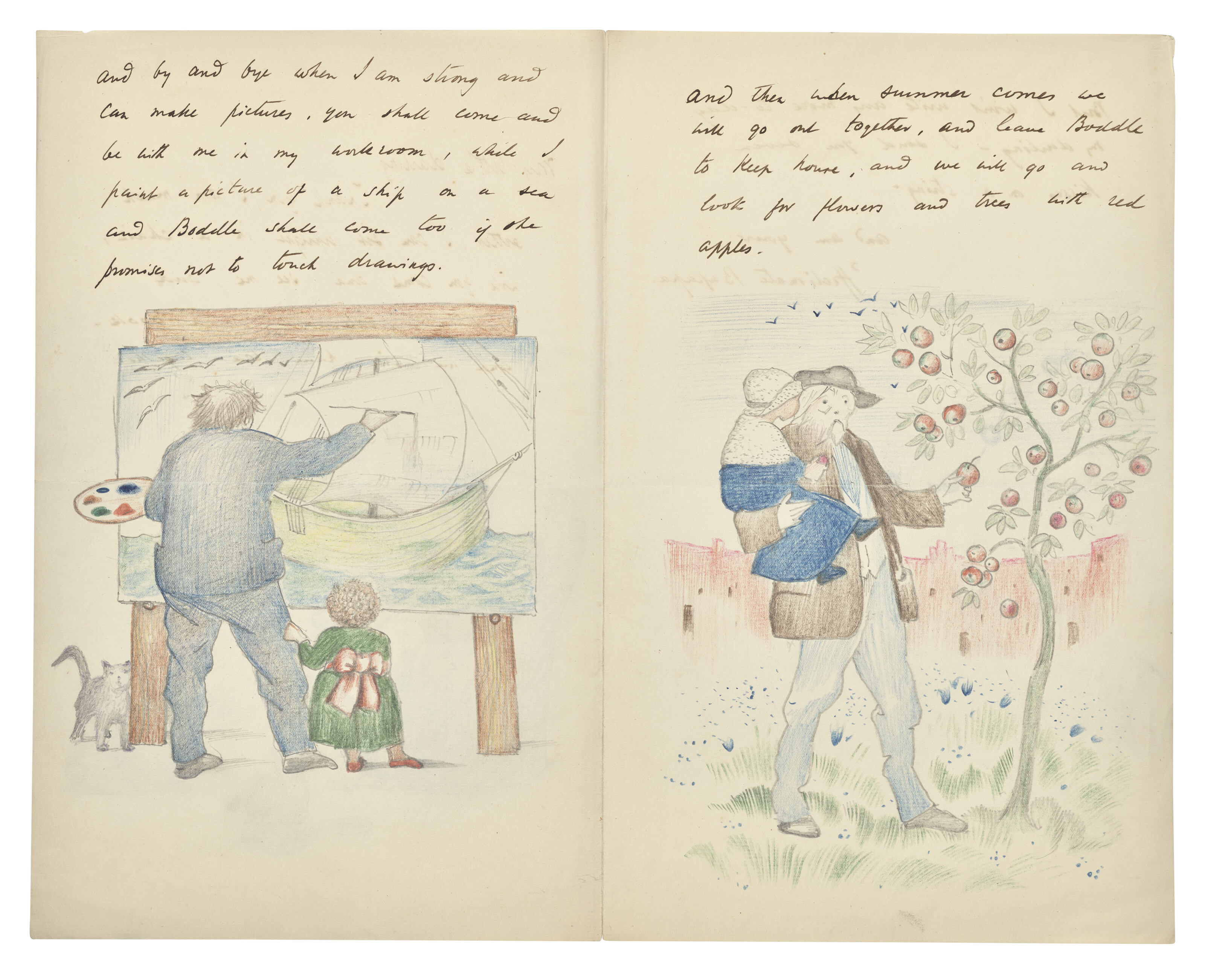 Edward Burne-Jones — 20 писем и открыток с автографами, из которых 19 иллюстрированы, внучке художника Анджеле Тиркелл (одно, по–видимому, ее матери, его дочери Маргарет), Роттингдин, Западный Кенсингтон и н.п., 14 февраля 1890 - Рождество 1893 и н. п., изображение 18